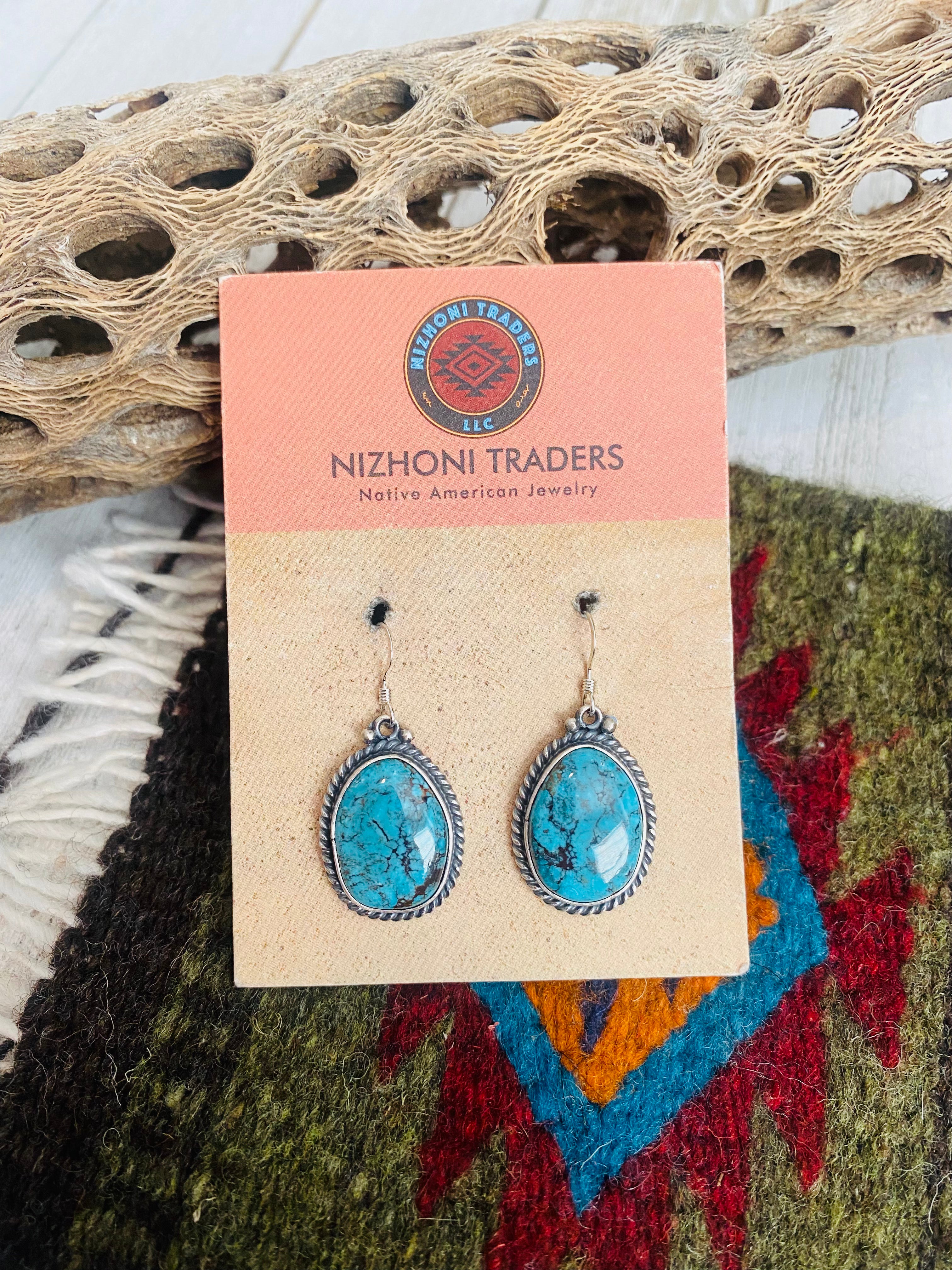 Navajo Turquoise & Sterling Silver Dangle Earrings