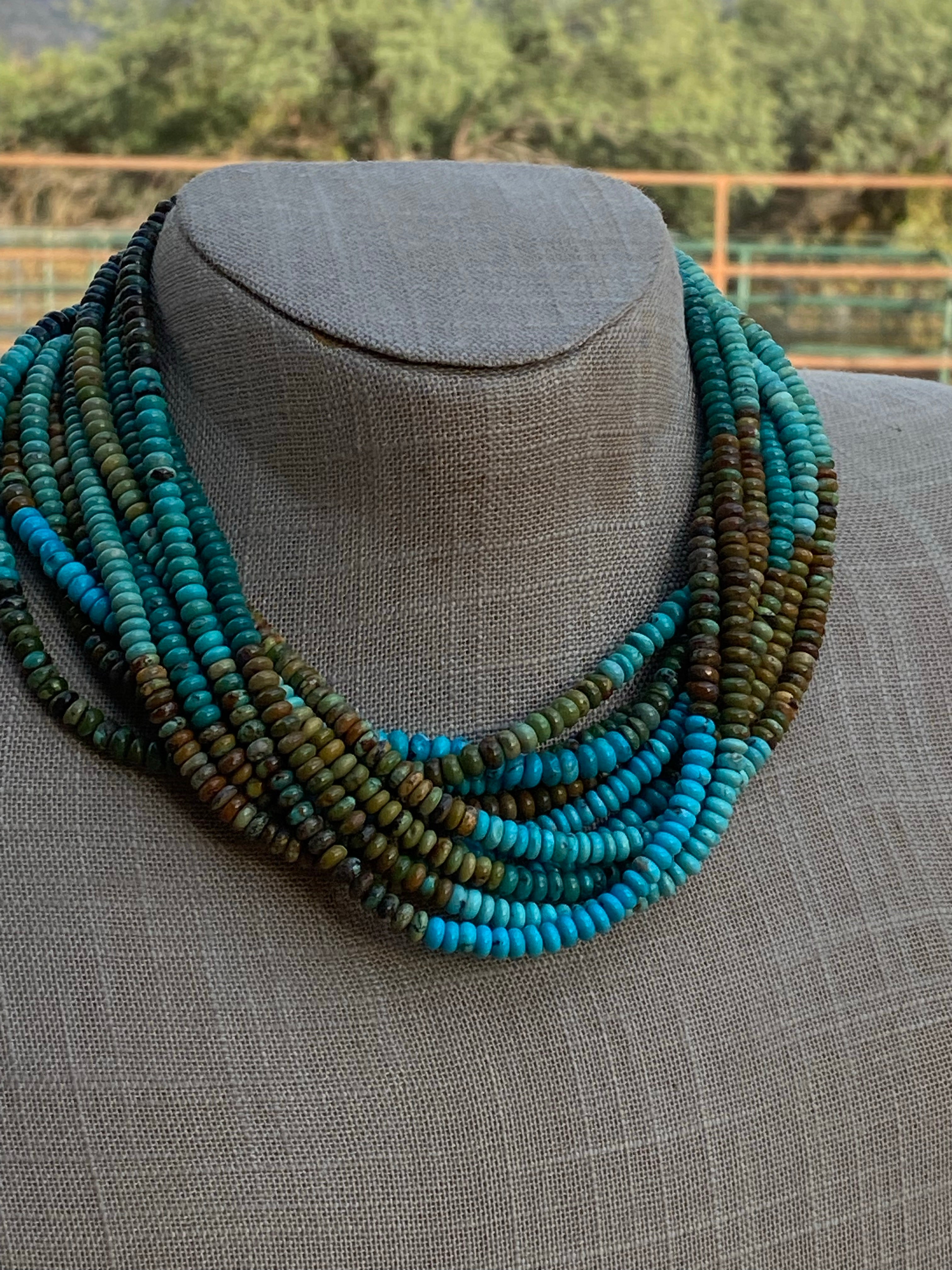 Navajo Natural Royston & Kingman Turquoise beaded Necklace