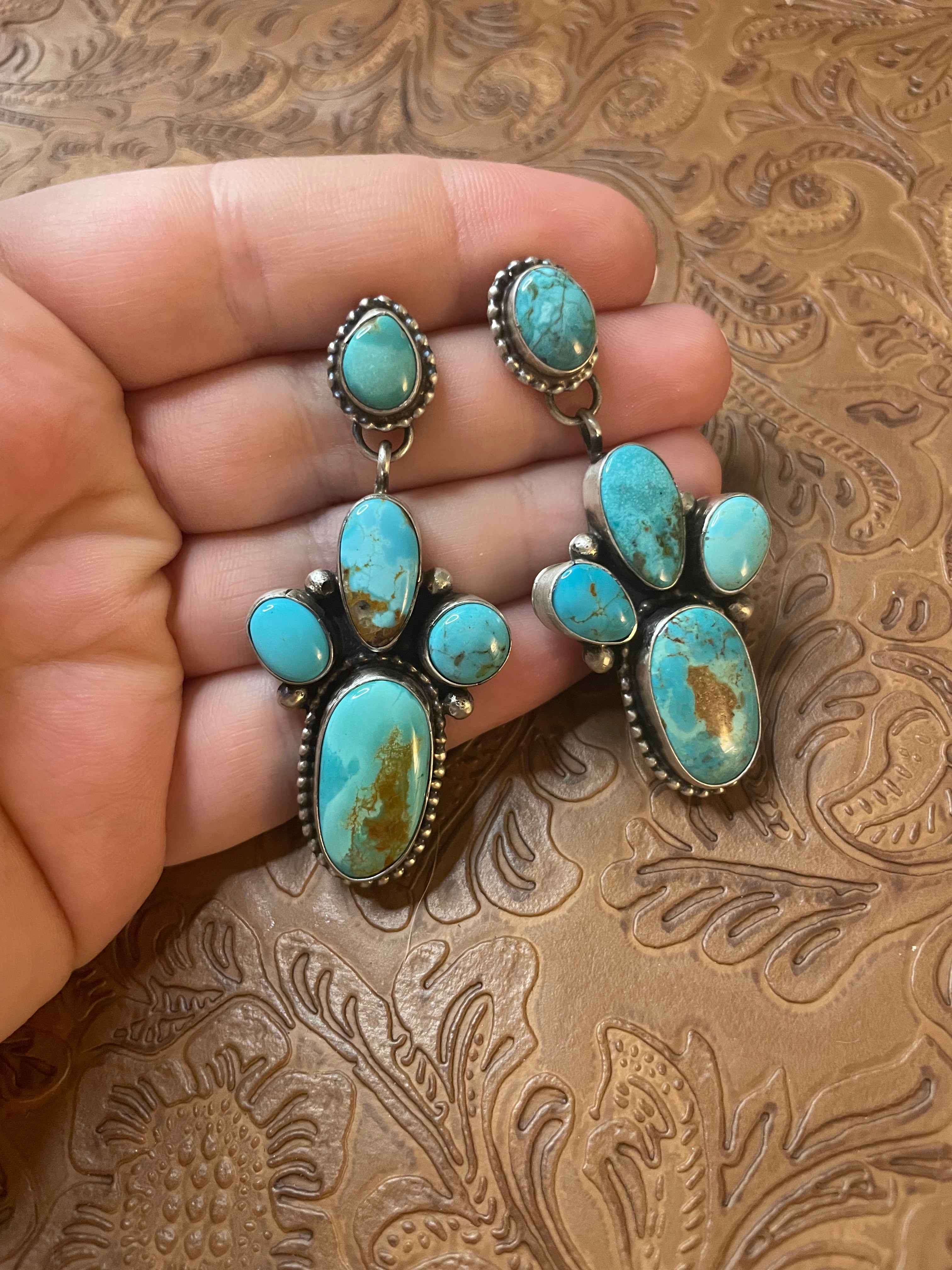 Navajo Royston Turquoise Dangles By Sheila Becenti