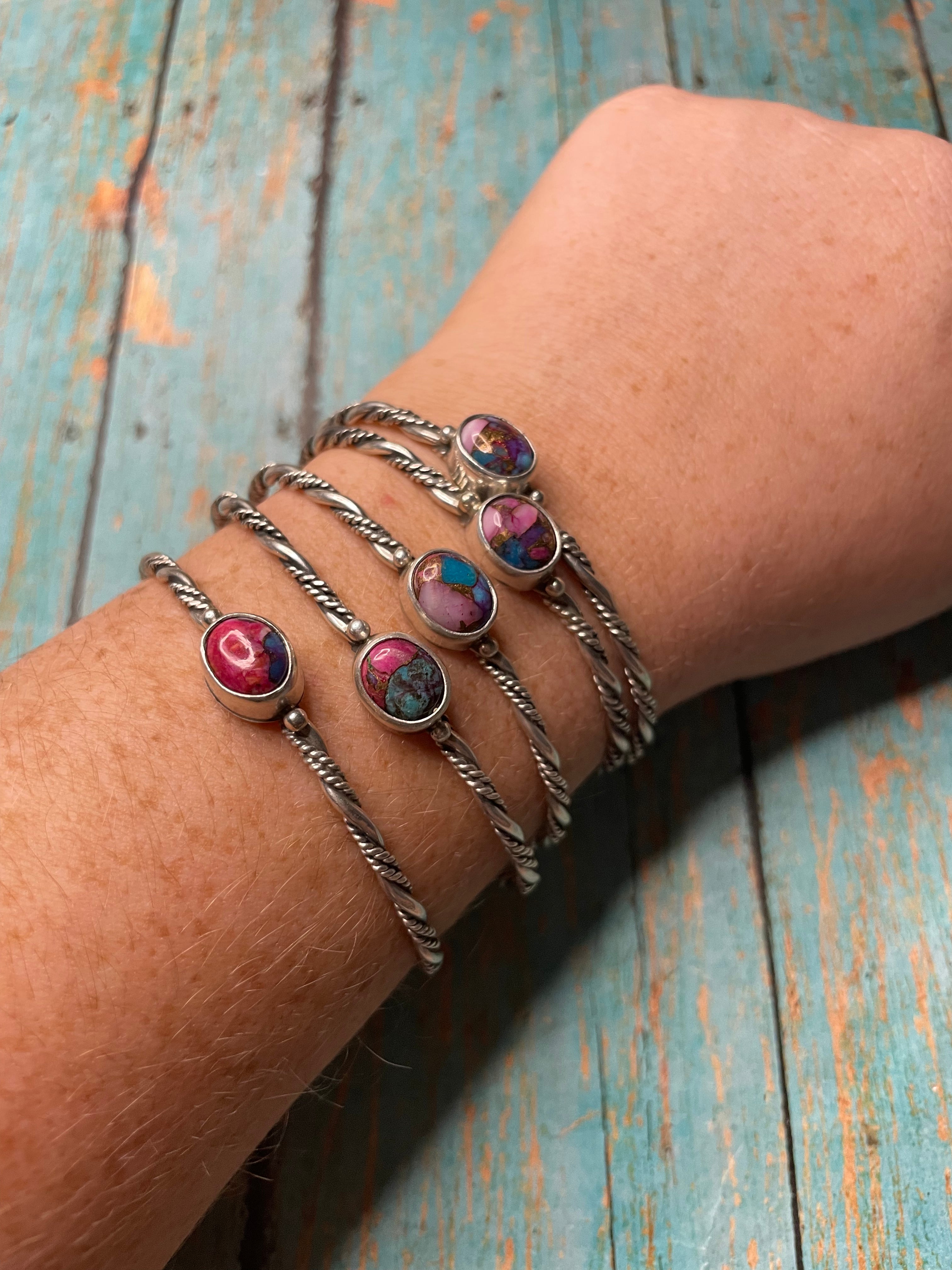 Navajo Purple Dream And Sterling Silver Adjustable Bracelet Cuff