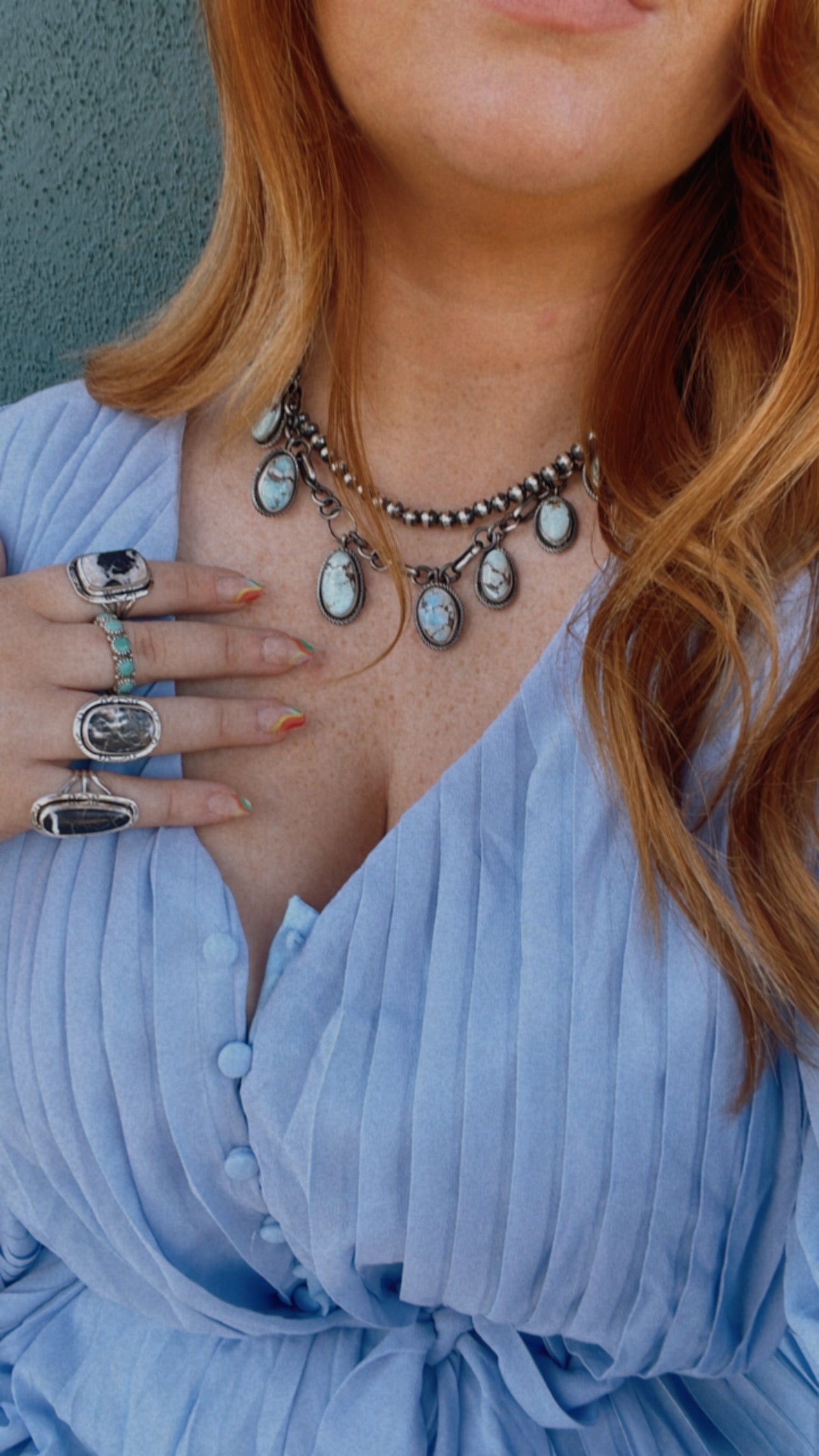 Golden Hills Turquoise & Sterling Silver Necklace by Paul Livingston