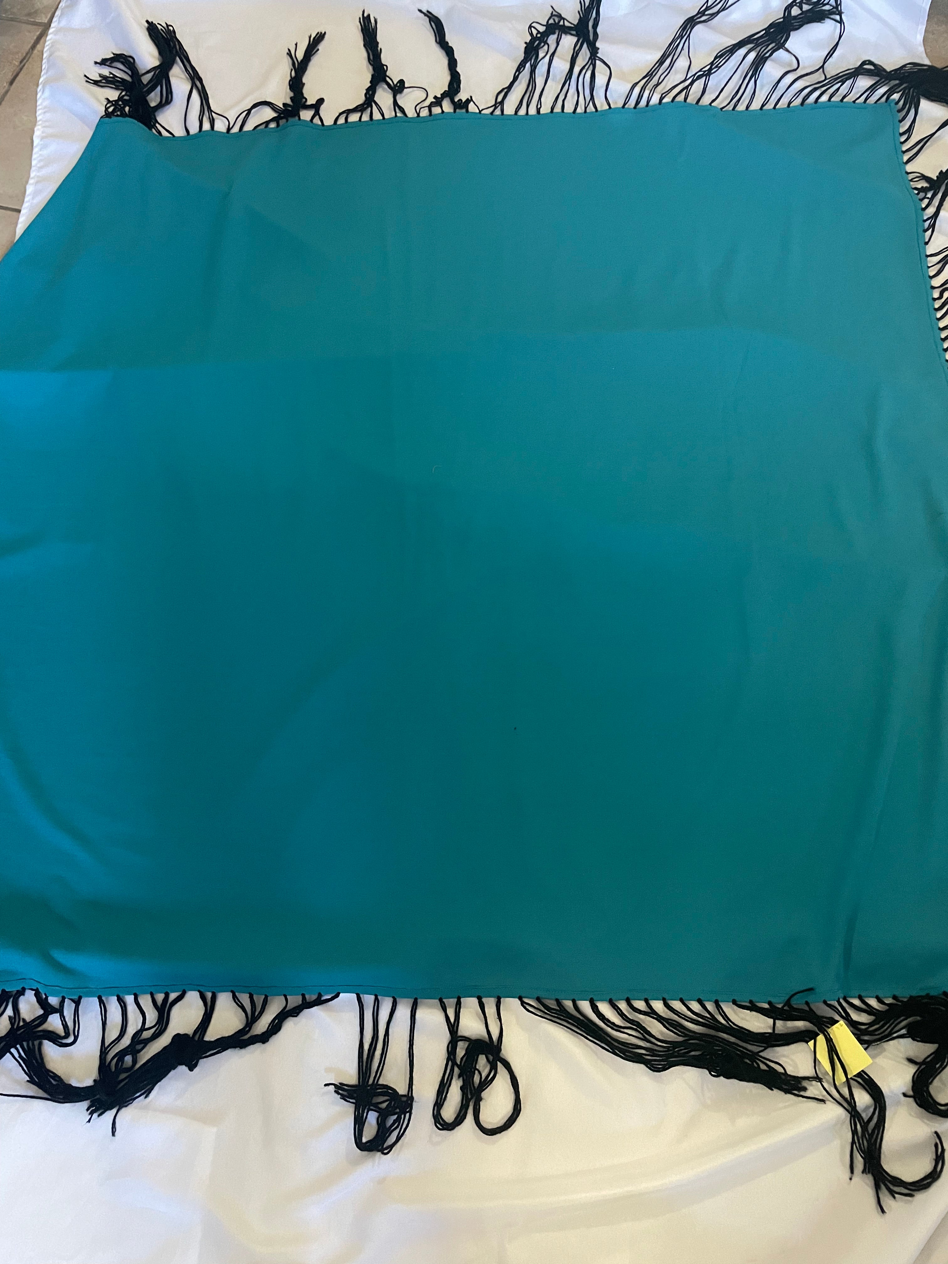 Navajo Old Pawn Turquoise & Black Vintage Blanket