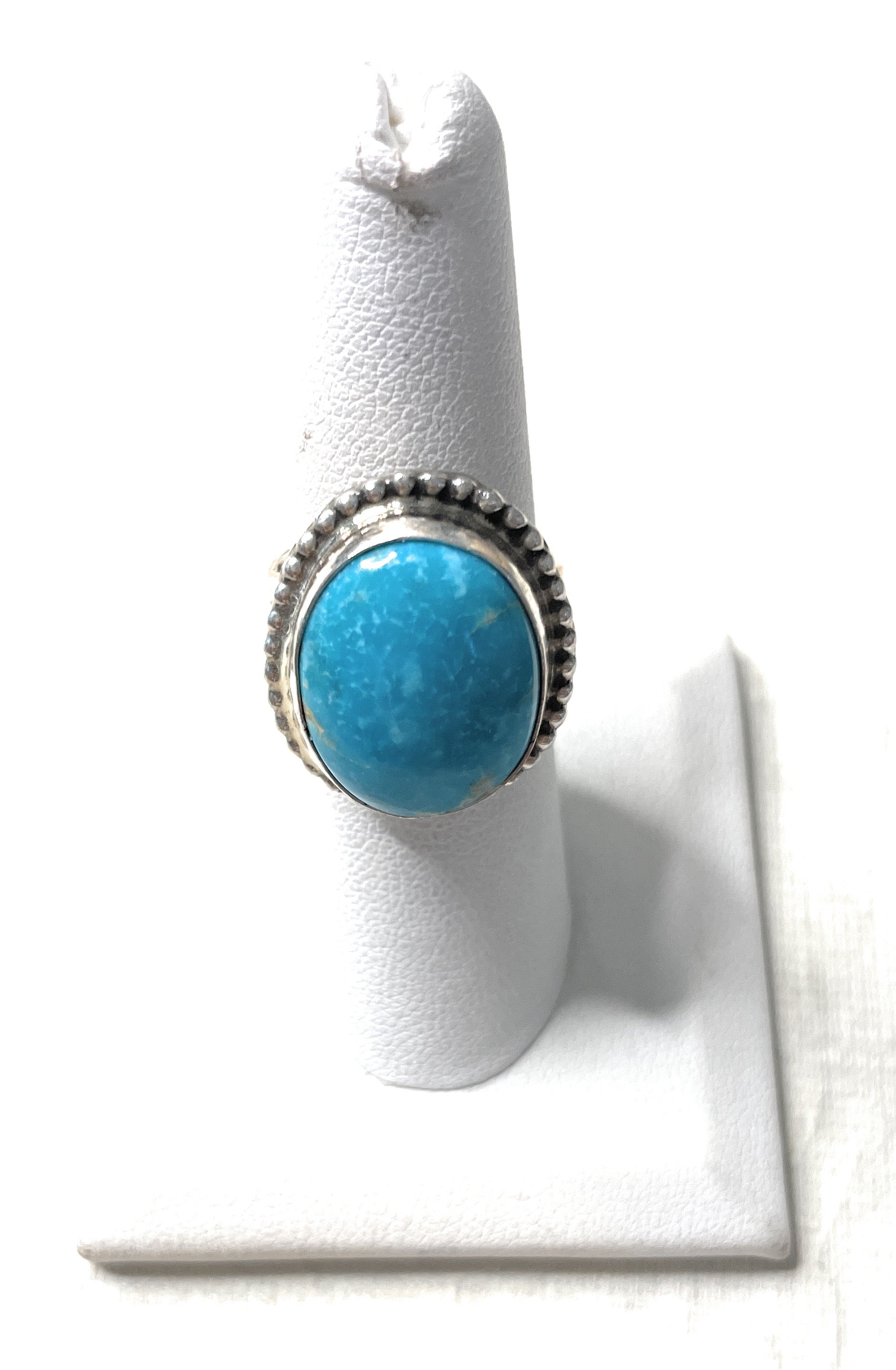 Old Pawn Navajo Sterling Silver & Light Blue Larimer Ring Size 7