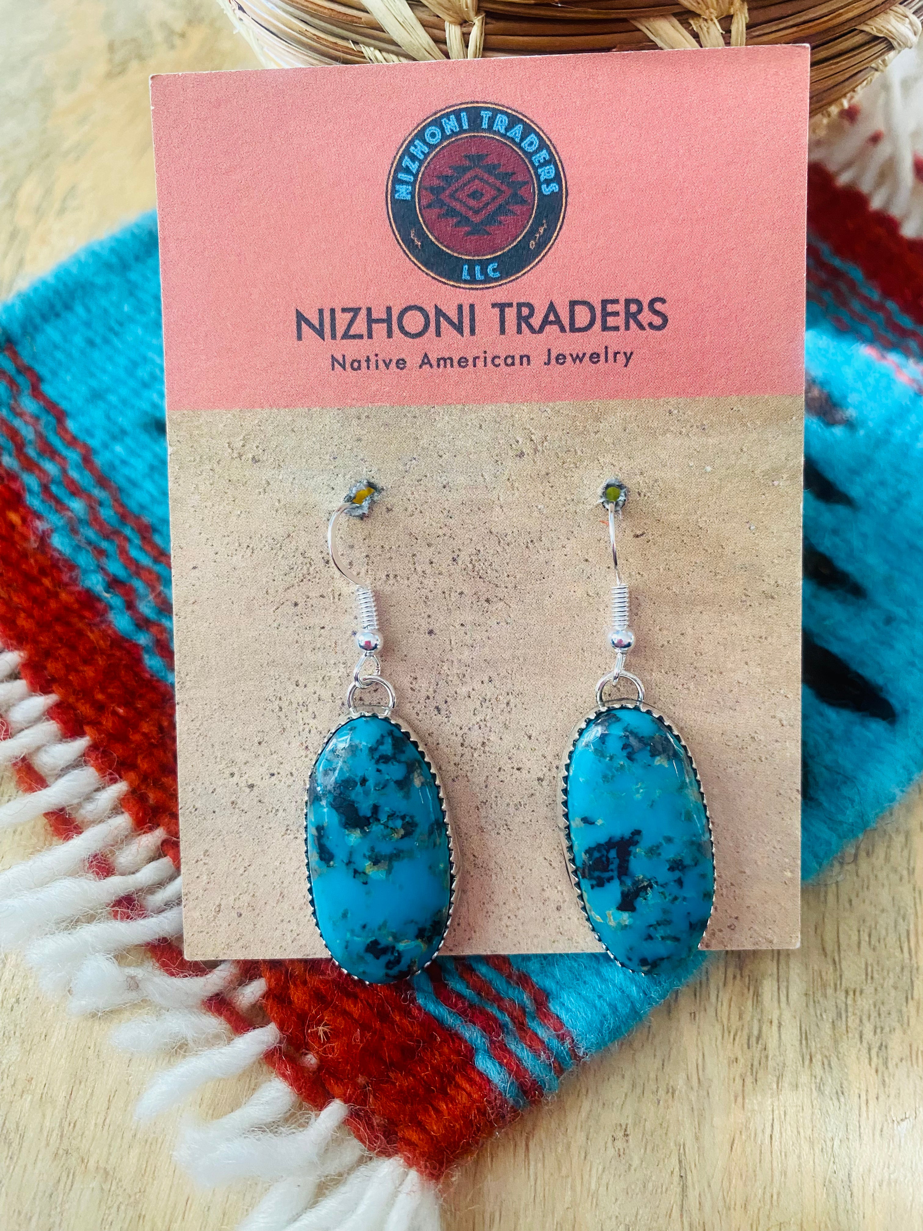 Navajo Turquoise & Sterling Silver Dangle Earrings