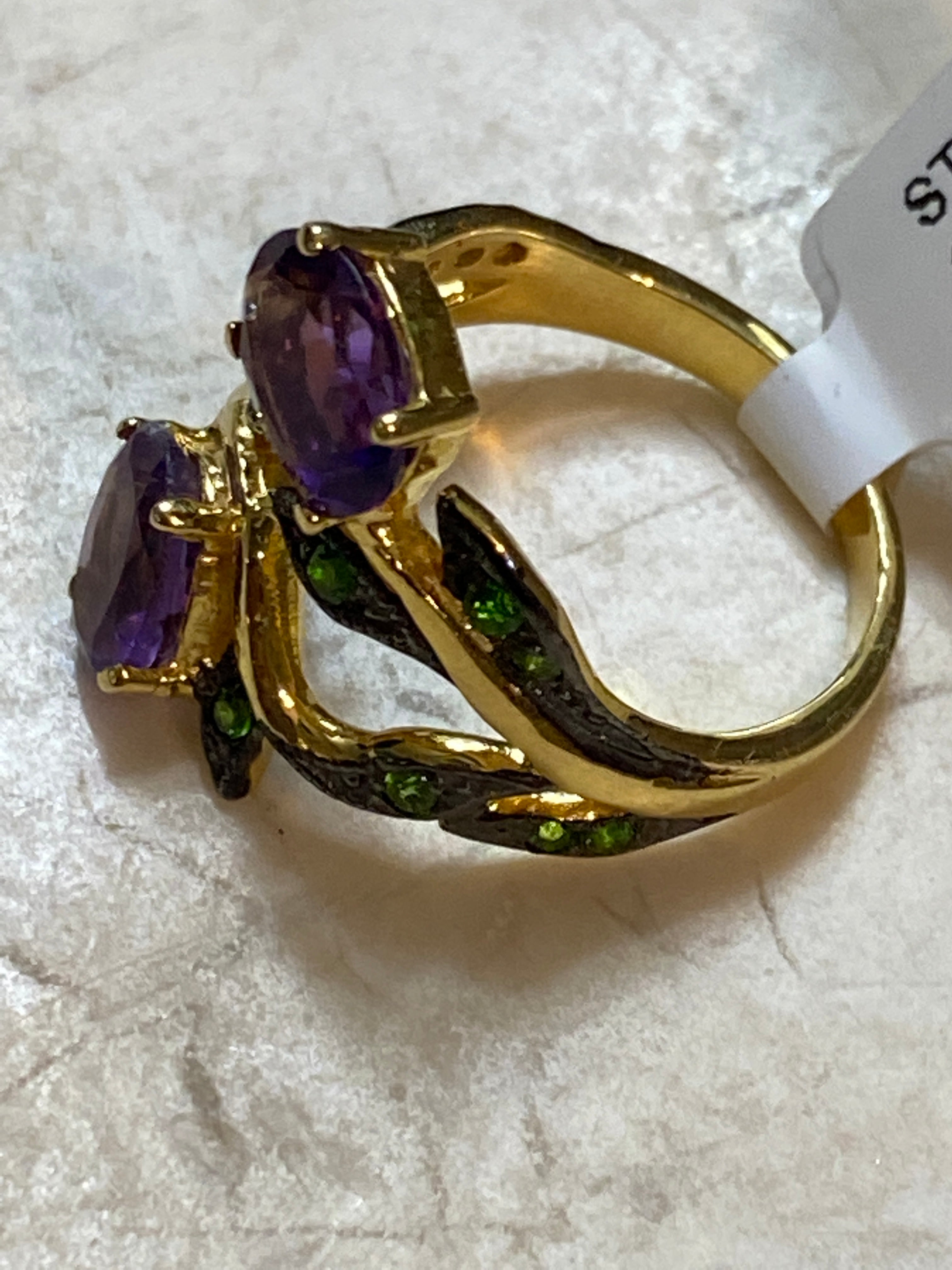 Amethyst Tsavorite Ring 6.5