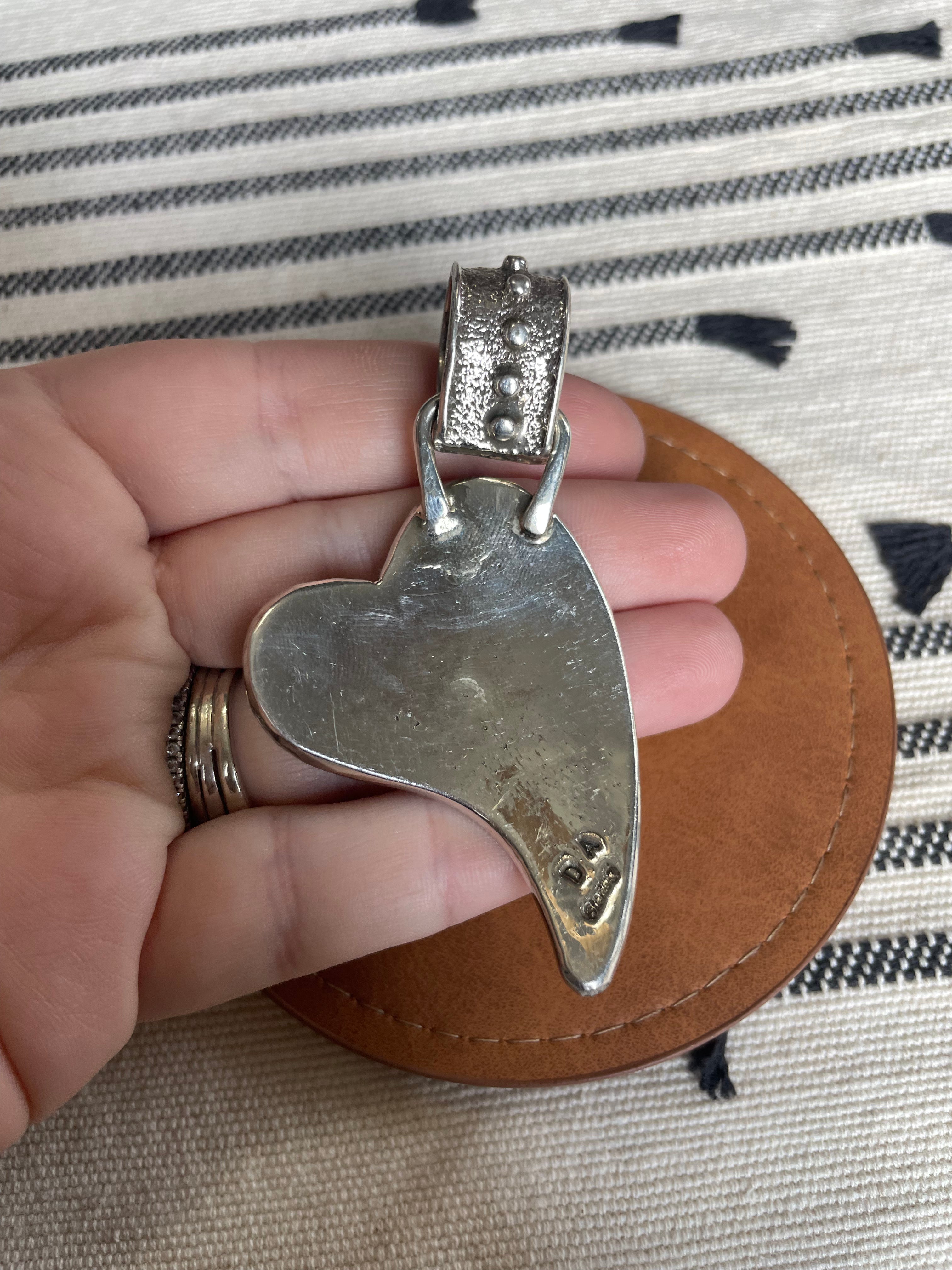 Navajo Sterling Silver Heart Pendant Signed