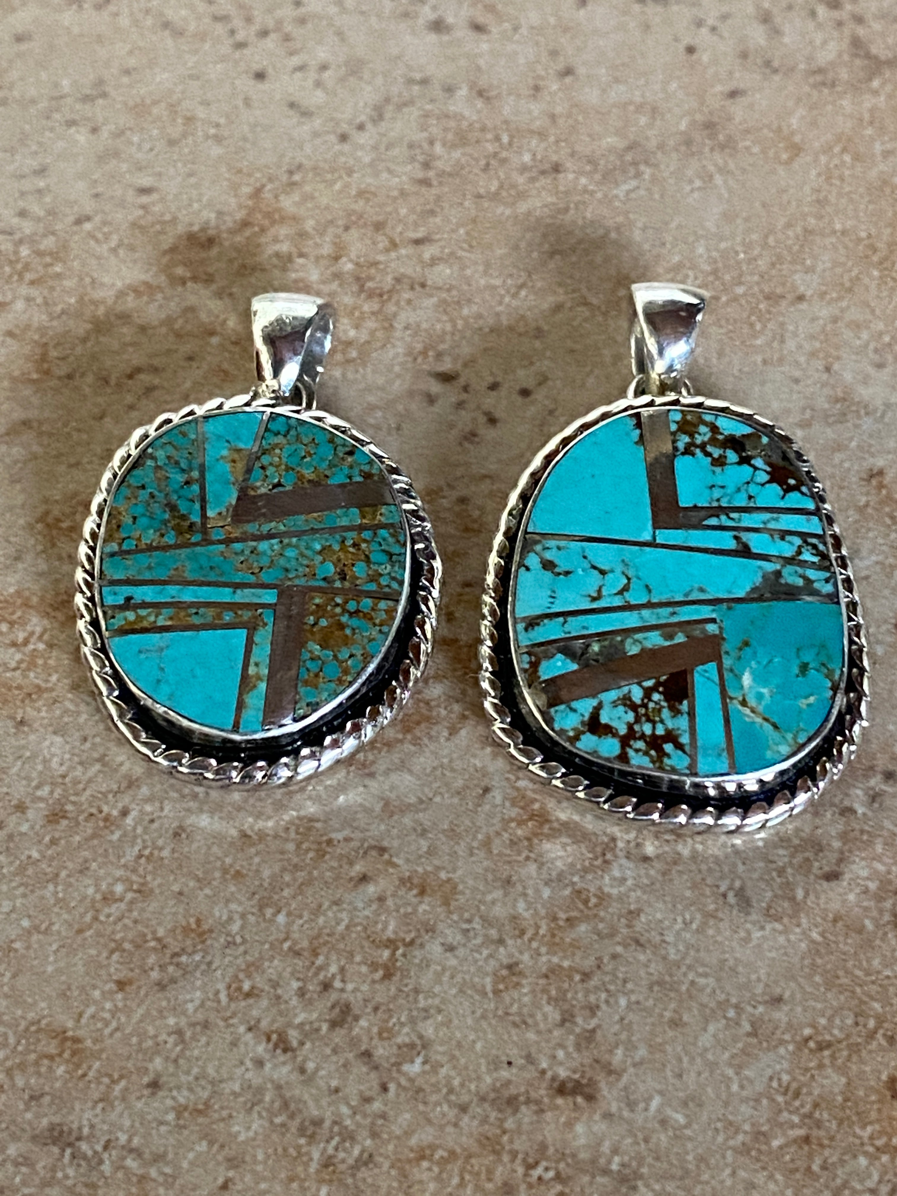 Navajo Turquoise 8 Sterling Silver Pendant