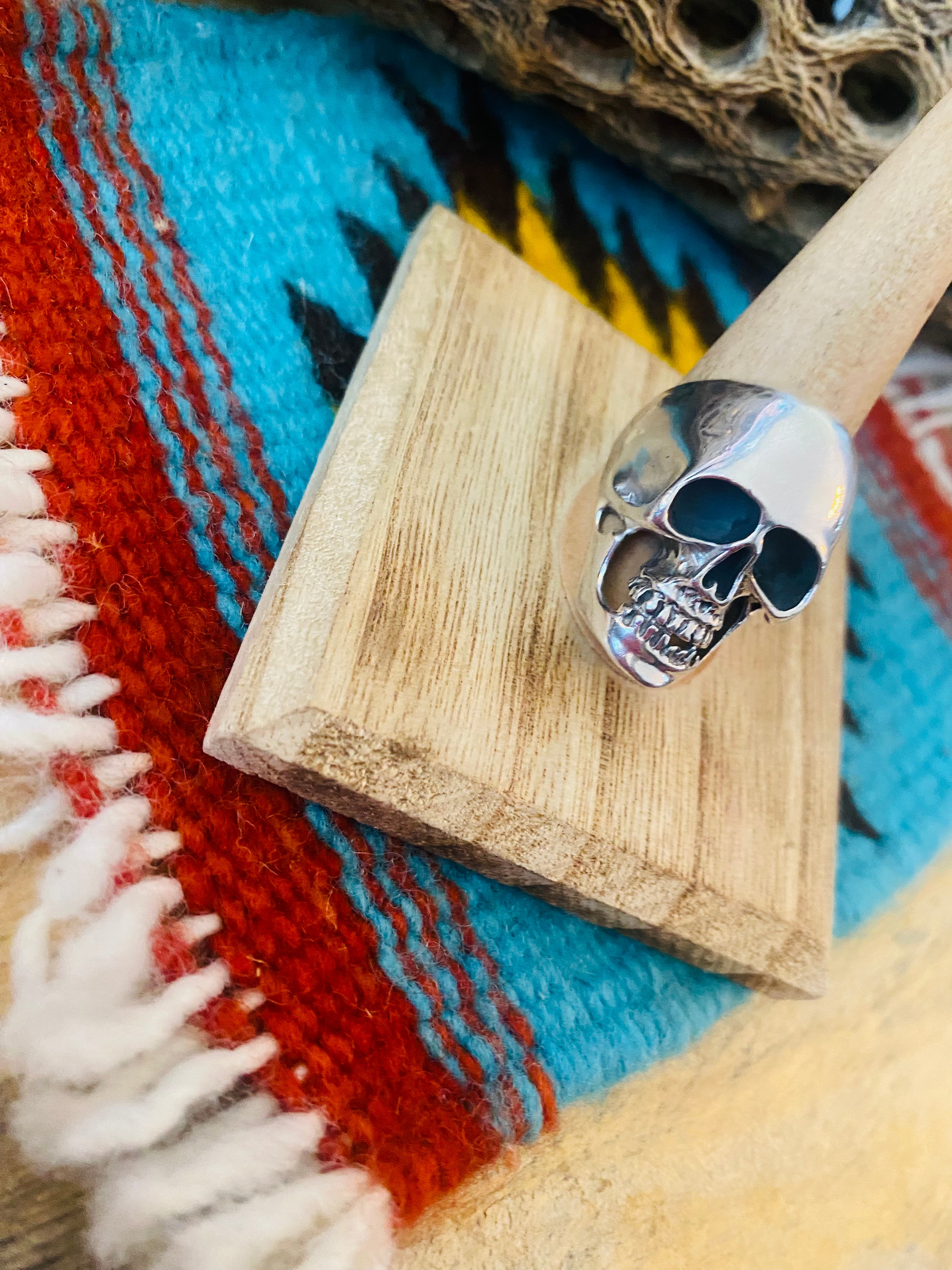 Handmade Sterling Silver Skull Ring Size 9.5