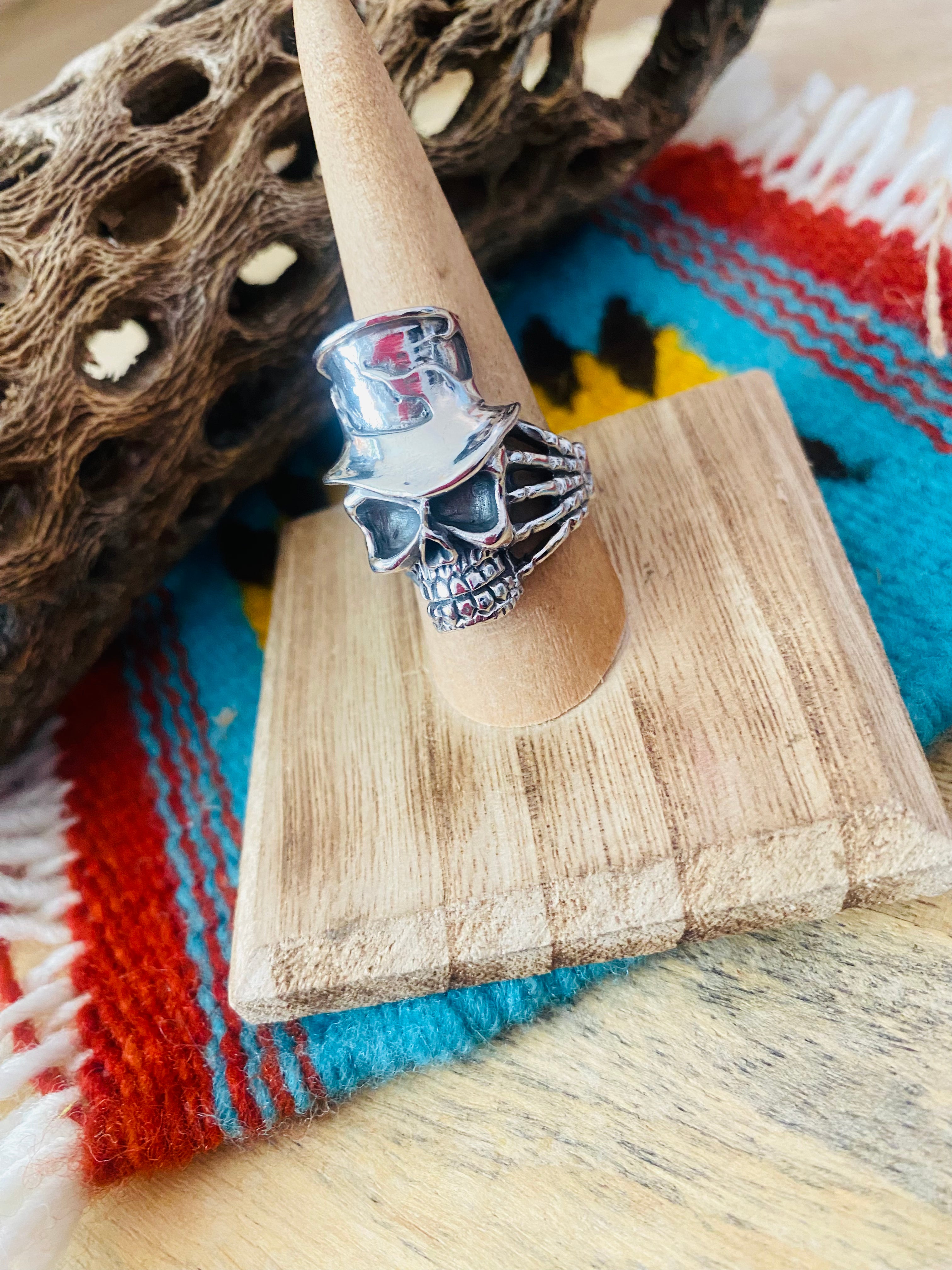 Handmade Sterling Silver Skull Ring Size 8.5