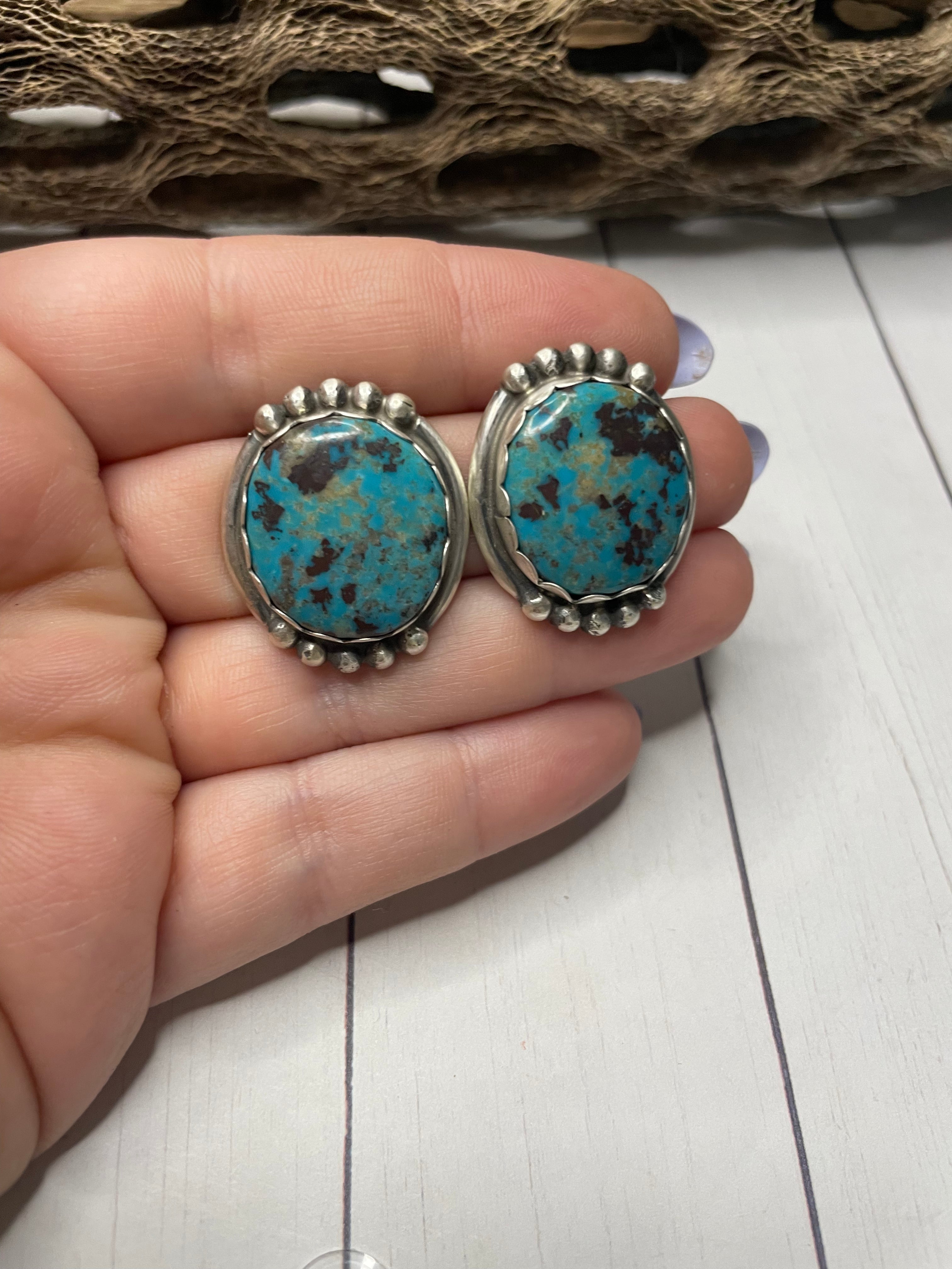 Navajo Sterling Silver & Turquoise Post Earrings