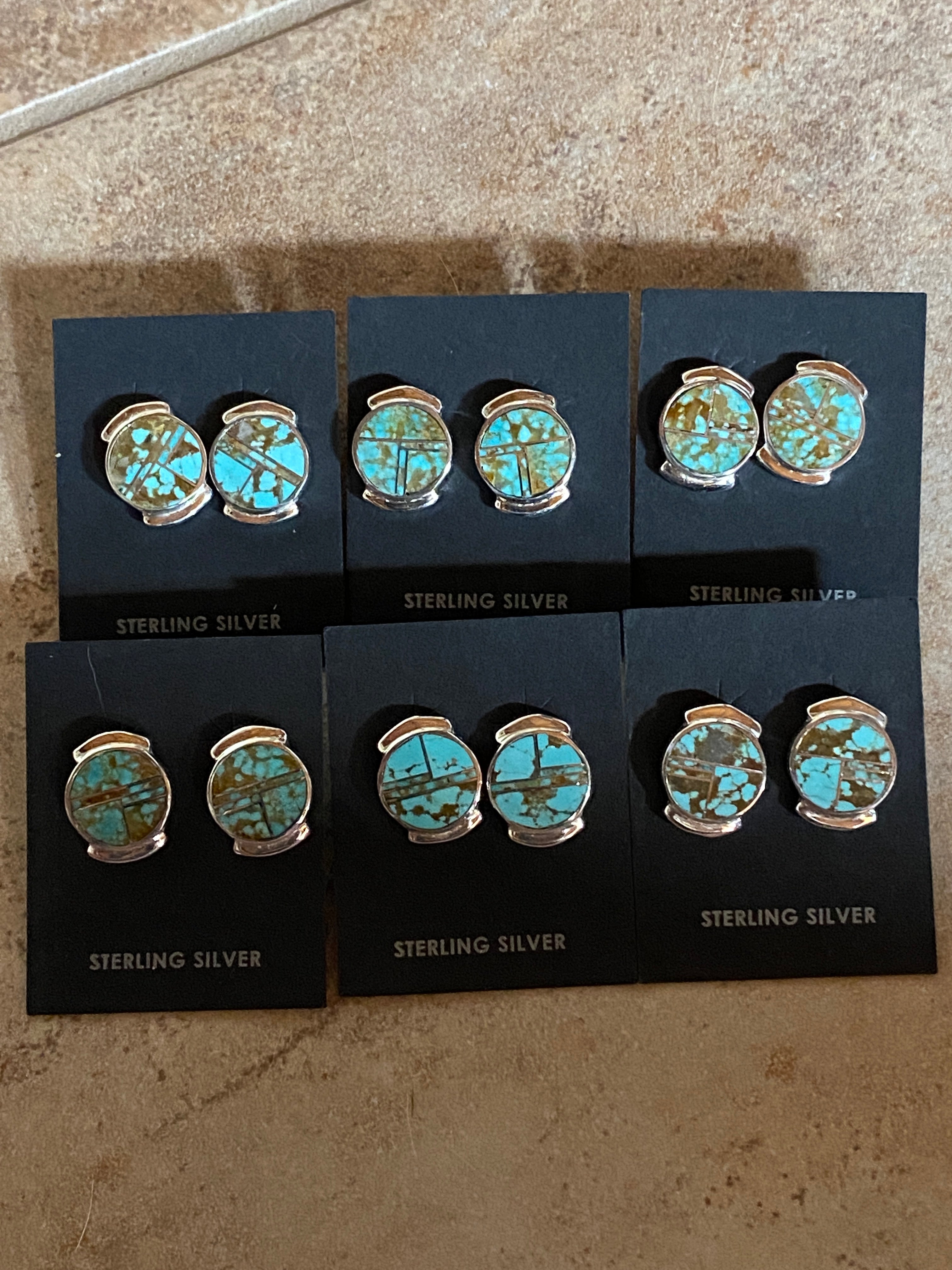 Navajo Turquoise 8 & Sterling Silver Stud Earrings