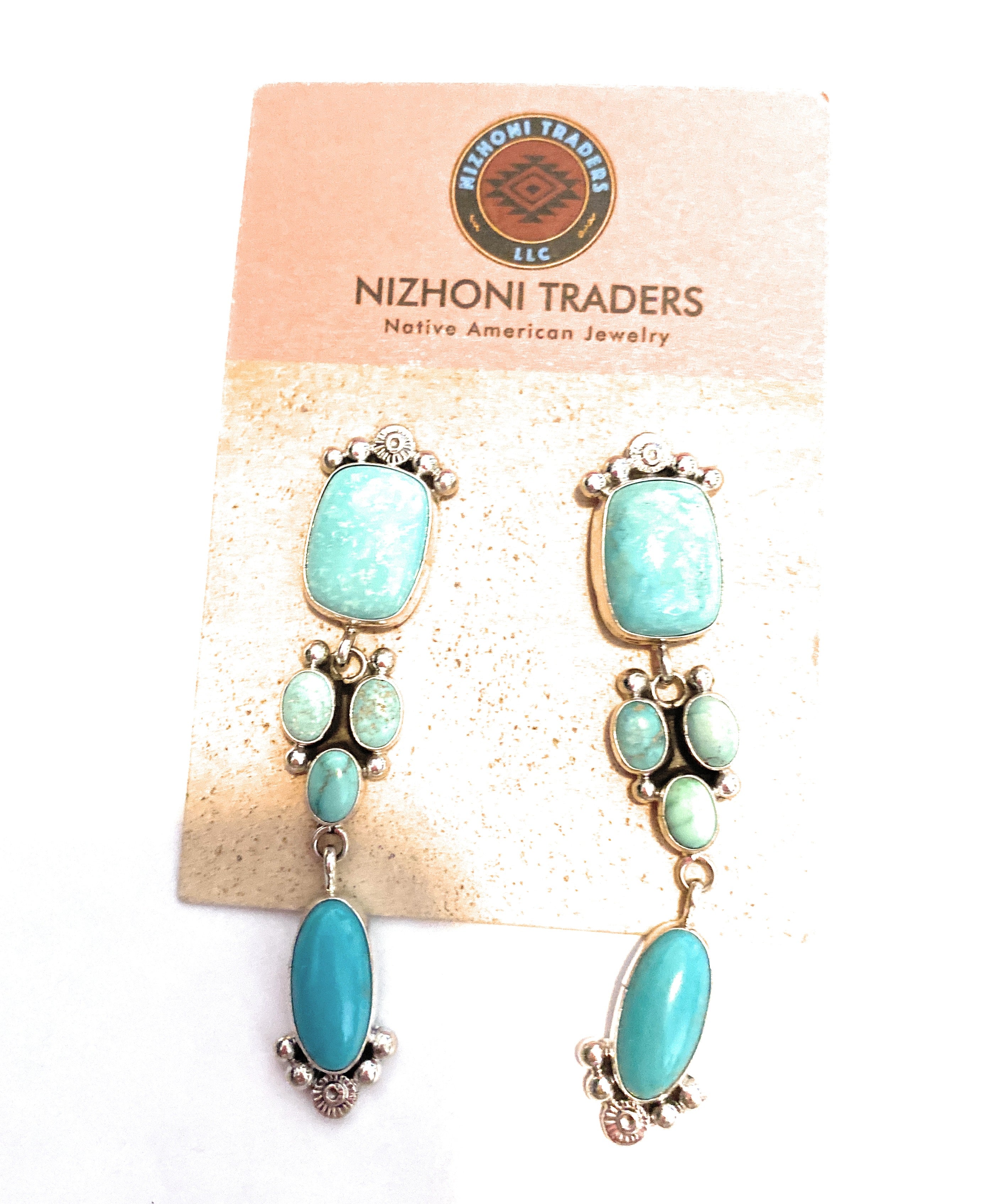 Navajo Turquoise & Sterling Silver Dangle Earrings