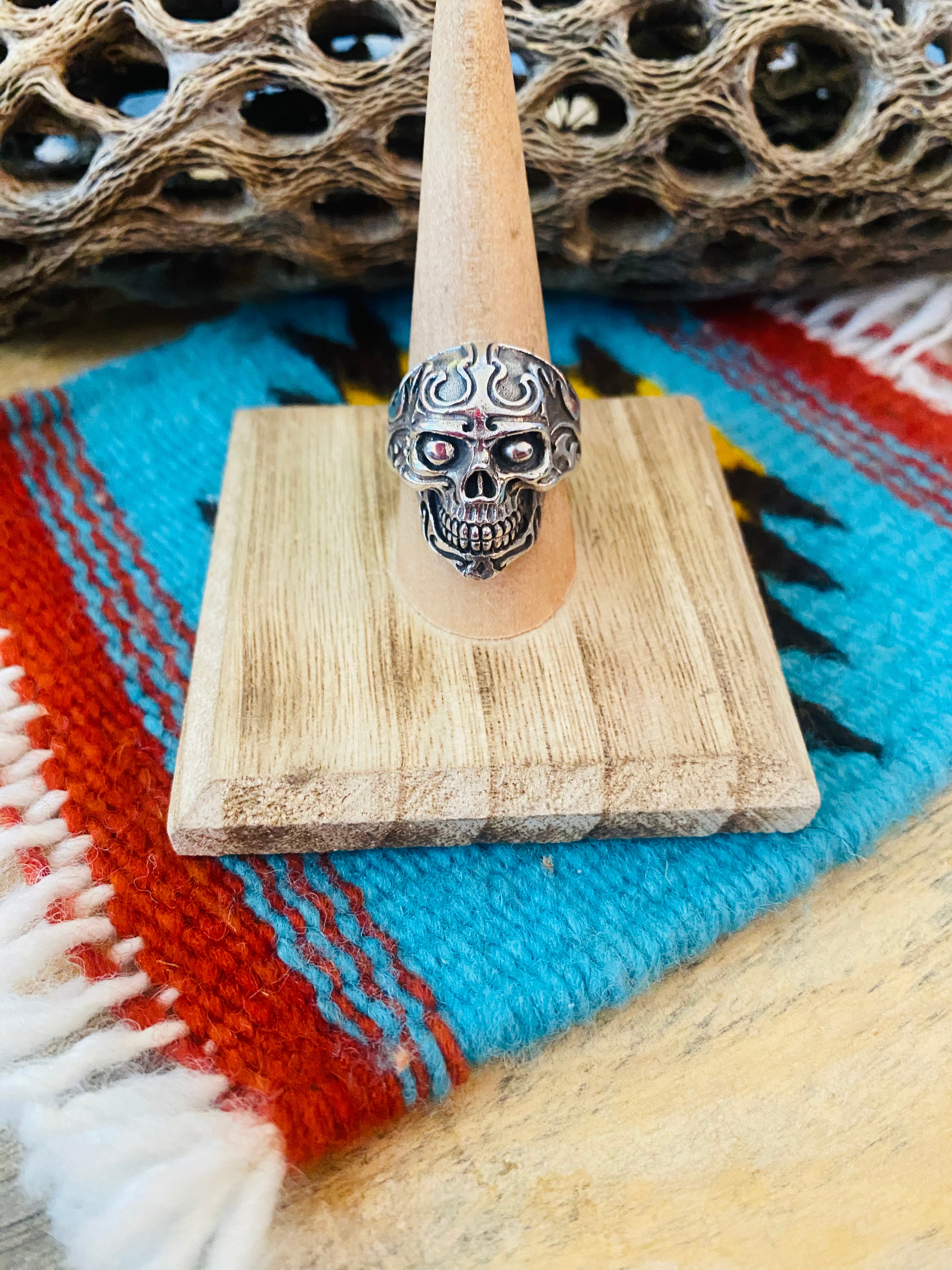 Handmade Sterling Silver Skull Ring Size 8.5