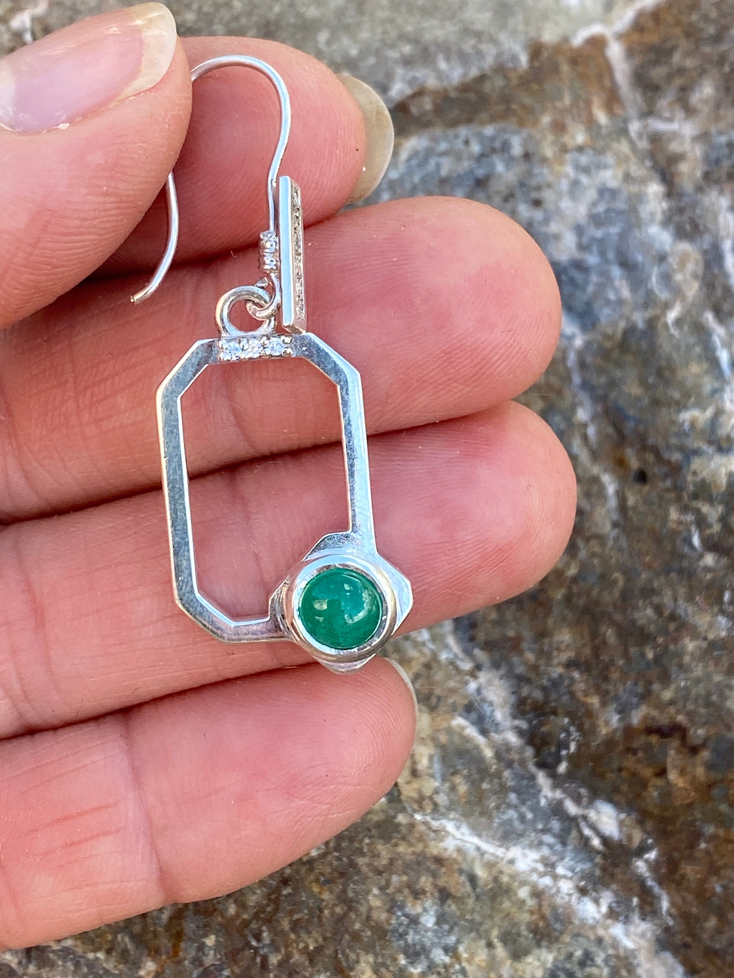 Colombian Emerald Earrings in Sterling Silver dangles 1ct set 4