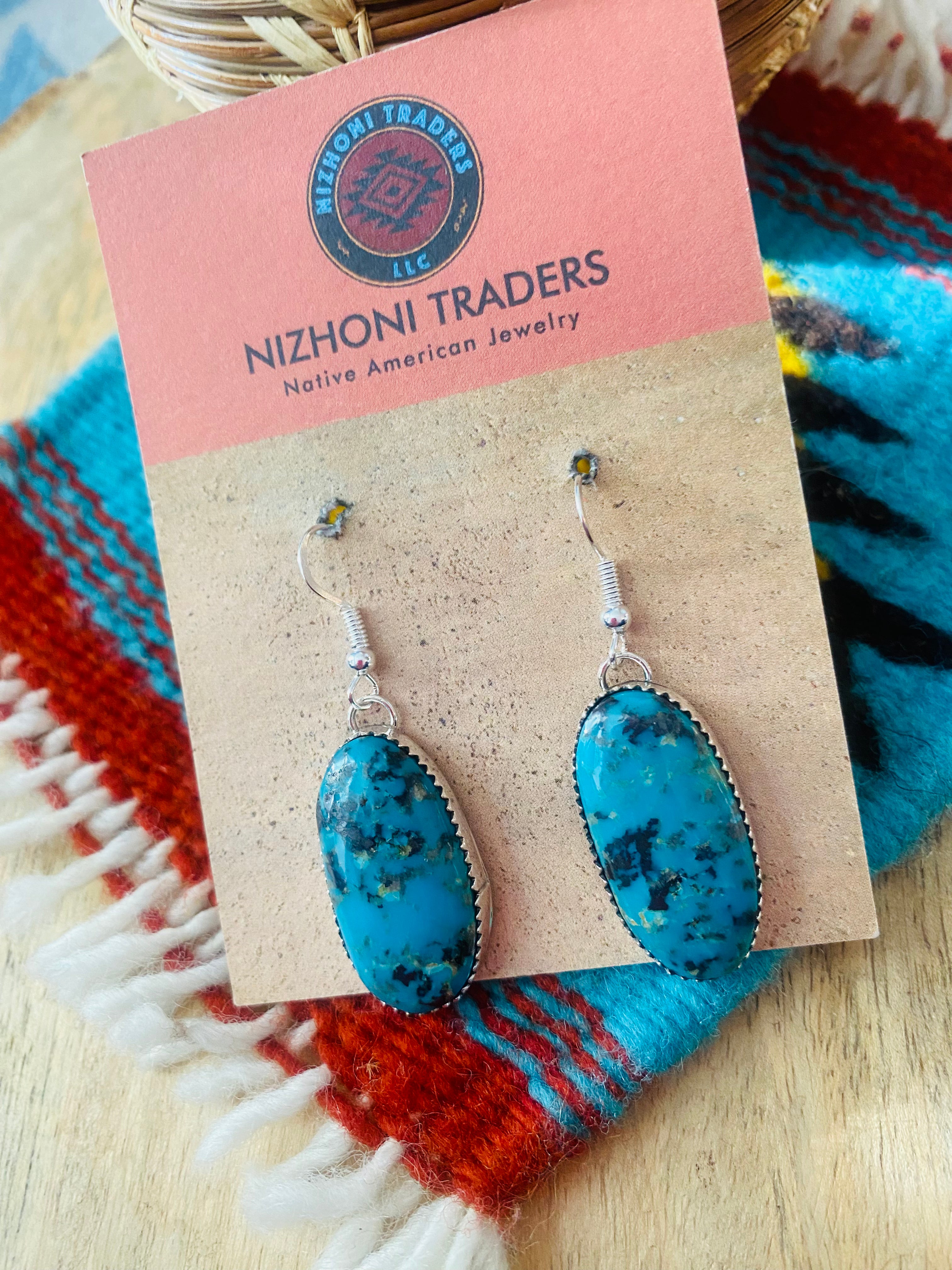 Navajo Turquoise & Sterling Silver Dangle Earrings