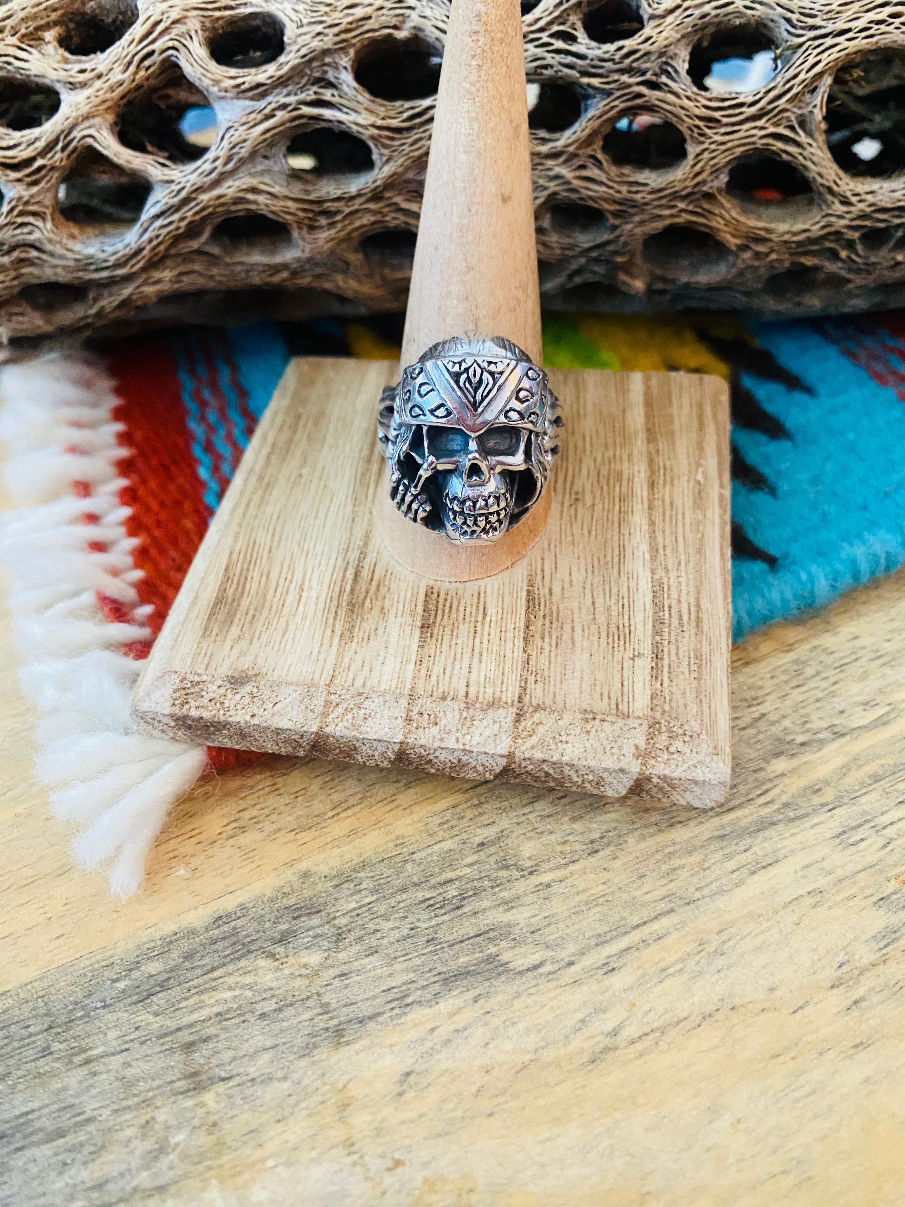 Handmade Sterling Silver Skull Ring Size 9.5