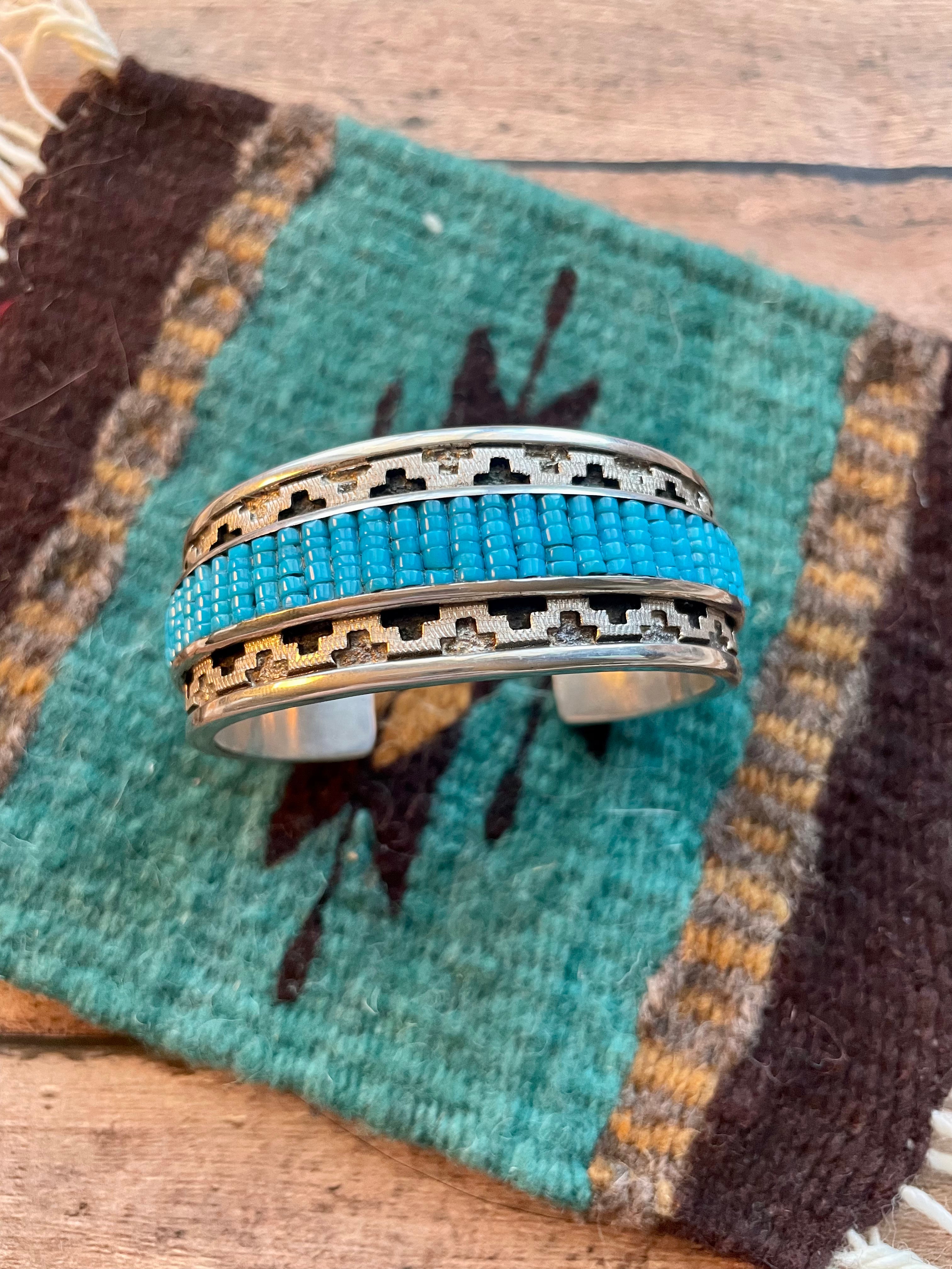 Rare Dan Jackson Sterling Silver & Turquoise Cuff Bracelet Signed