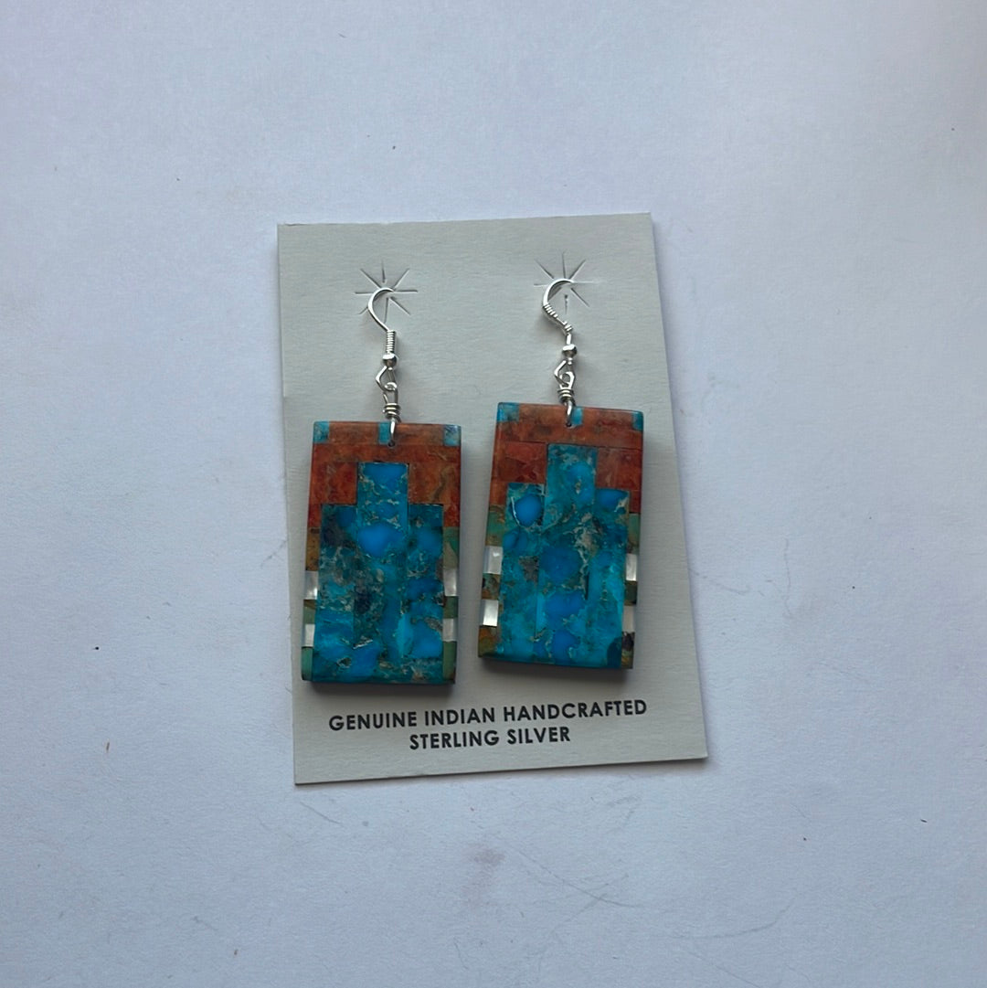 Santo Domingo Multi Stone Inlay Dangle Earrings