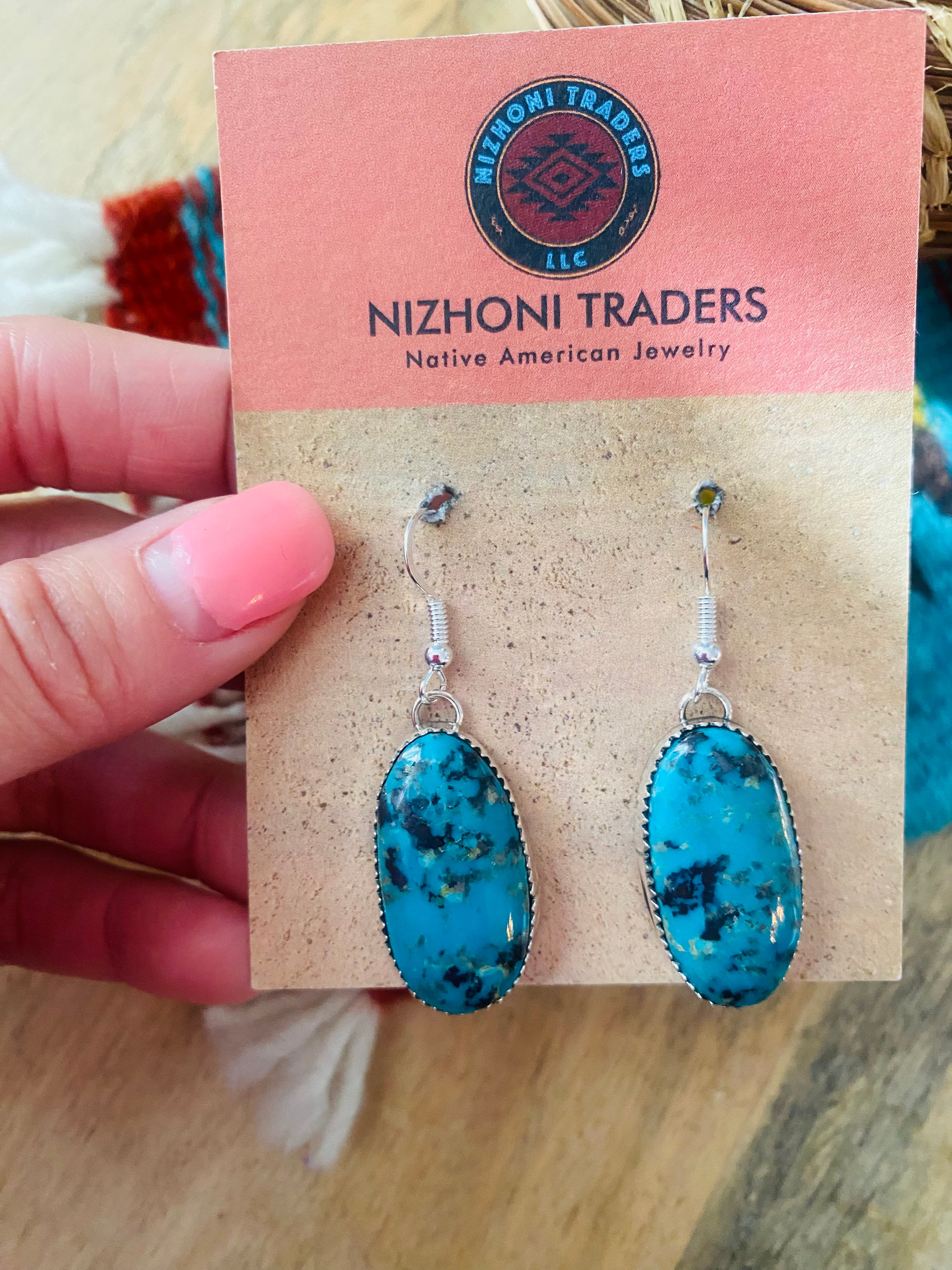 Navajo Turquoise & Sterling Silver Dangle Earrings