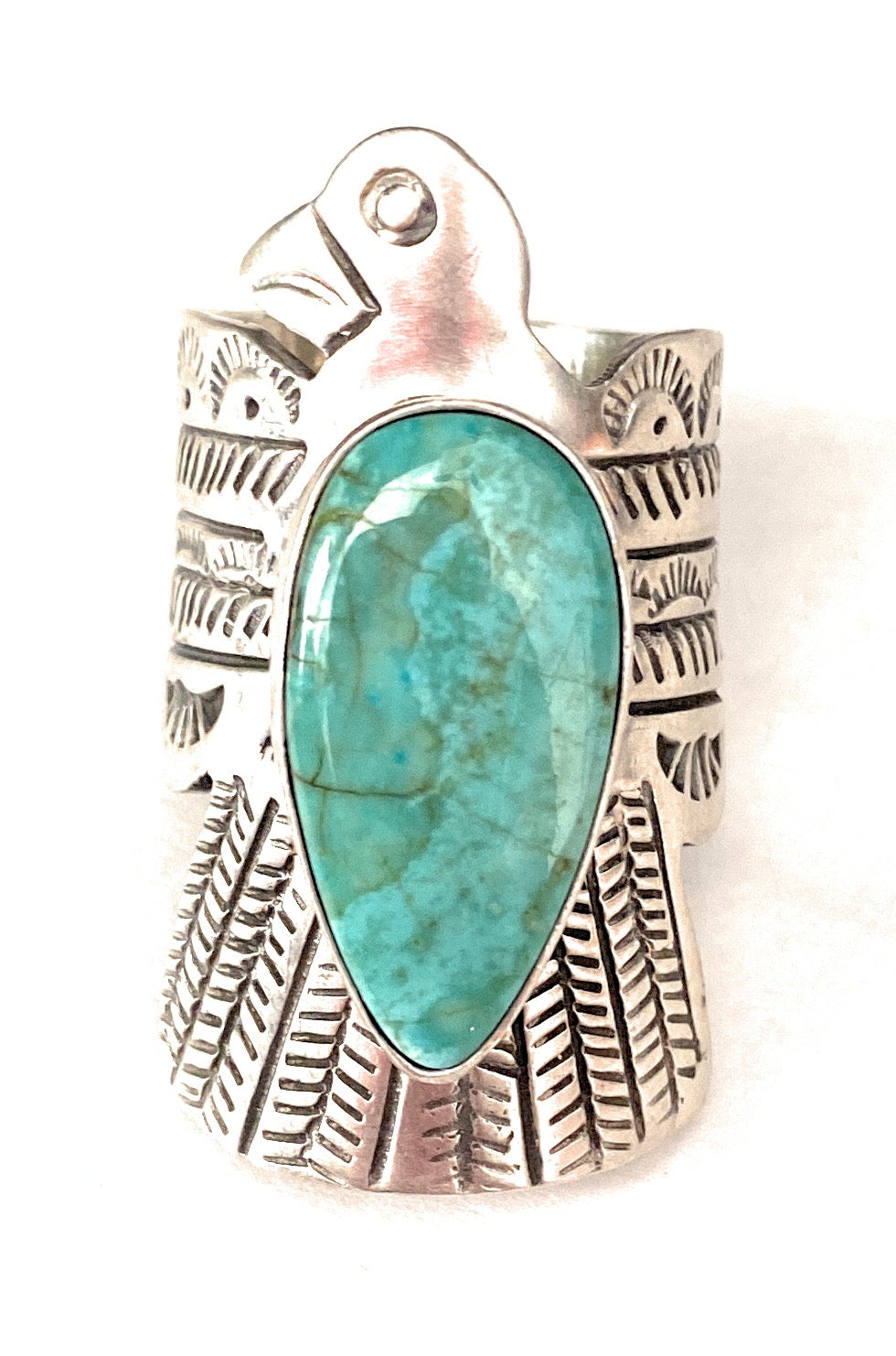 Navajo Sterling Silver & Turquoise Thunderbird Ring