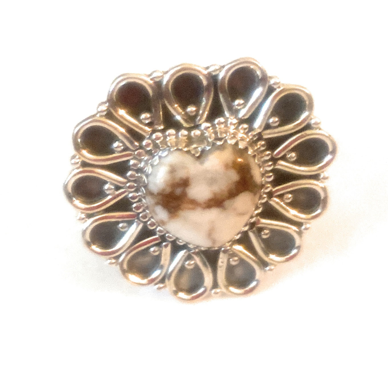 Handmade Sterling Silver & Wild Horse Heart Adjustable Ring