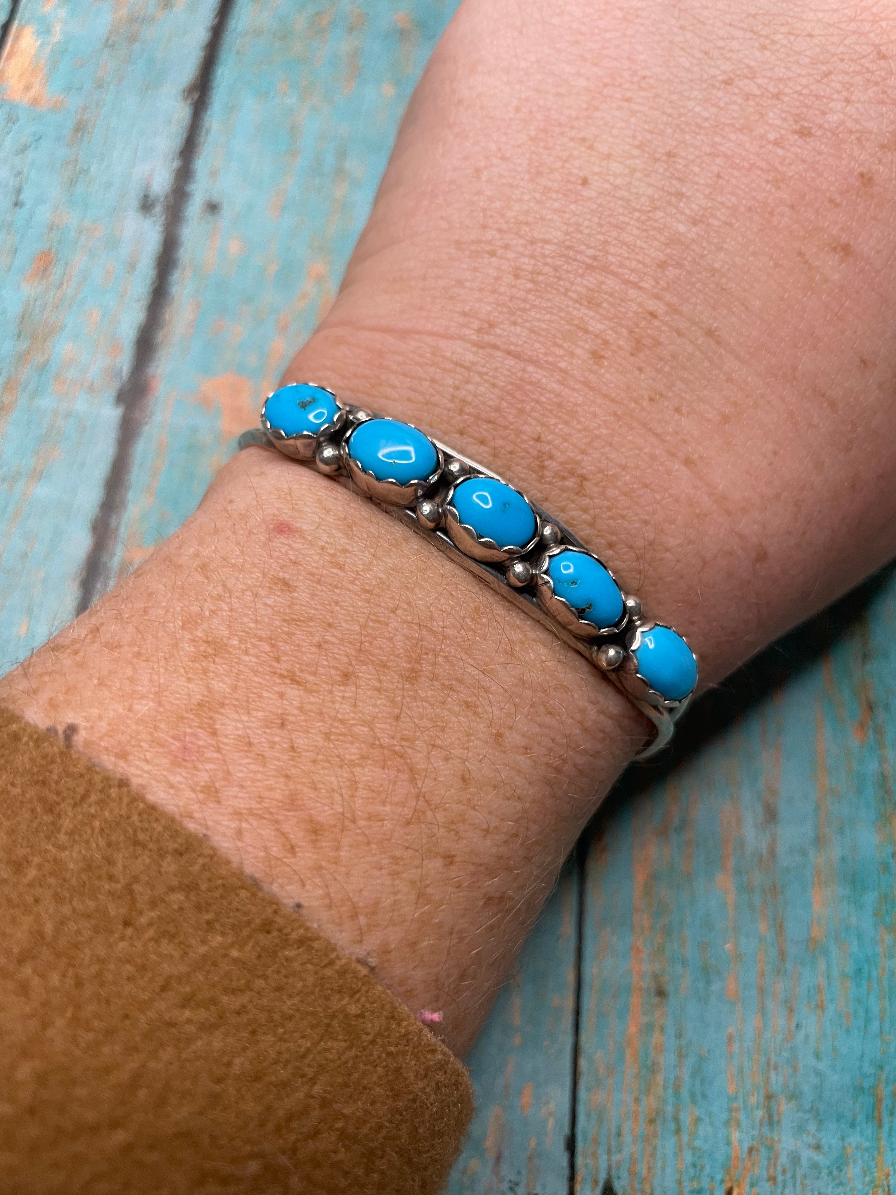 Navajo Sterling Silver & Turquoise Stacker Cuff Bracelet