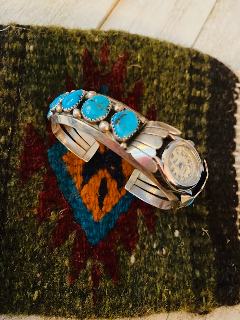 Old Pawn Vintage Navajo Turquoise Sterling Silver Watch Cuff