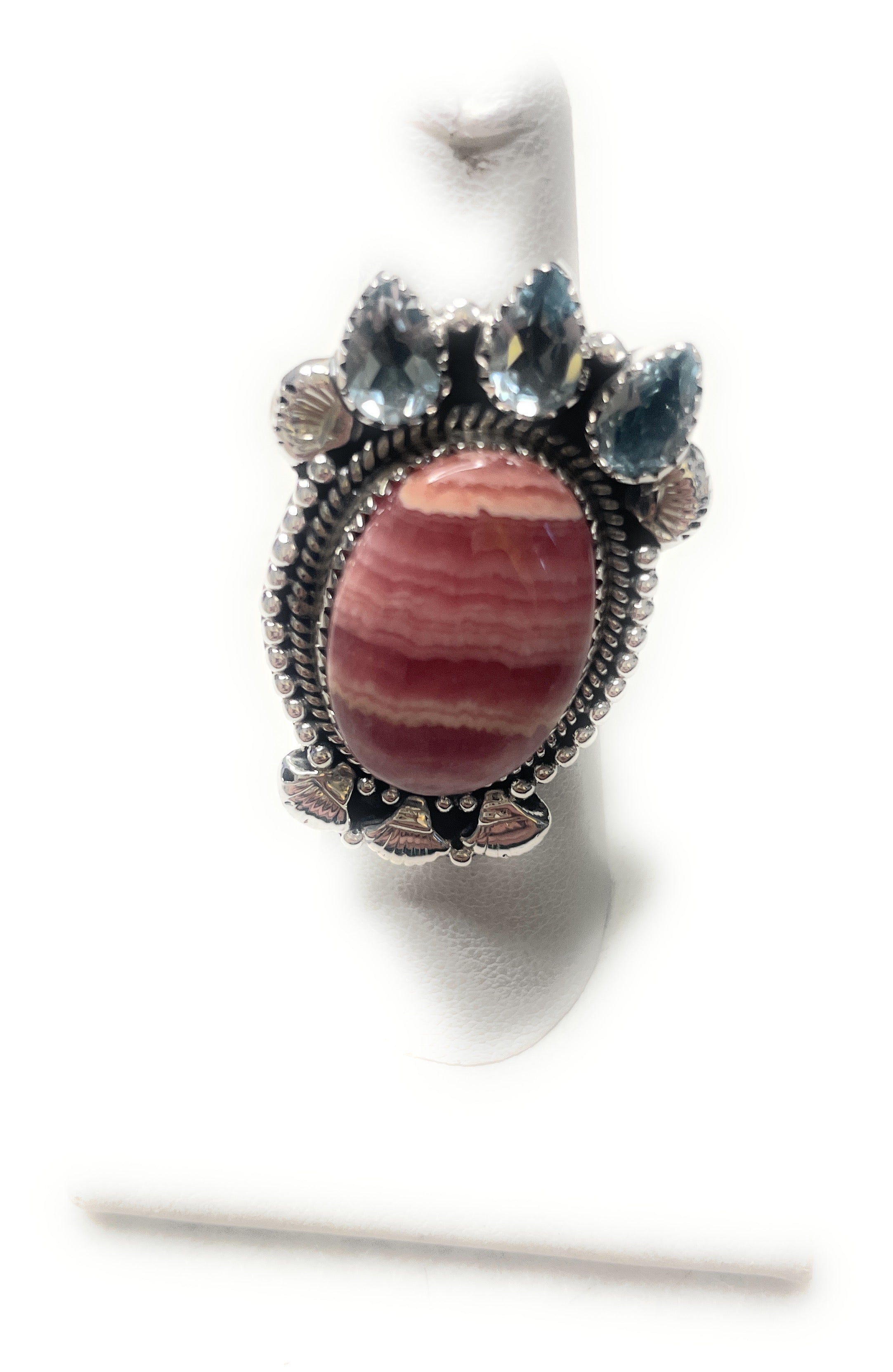 Handmade Topaz And Rhodonite Adjustable Ring