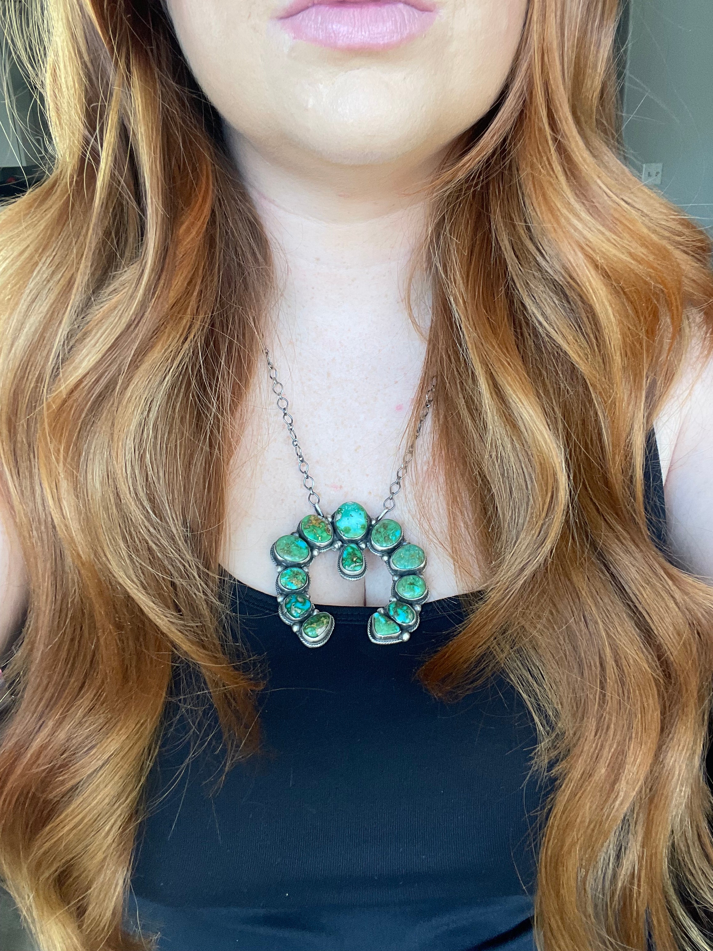 Navajo Sonoran Mountain Turquoise & Sterling Silver Naja Necklace