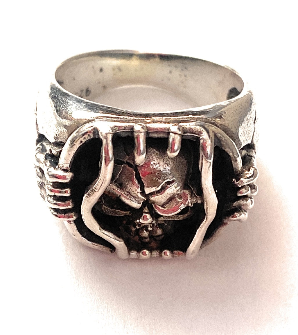 Handmade Sterling Silver Skull Ring Size 10.25