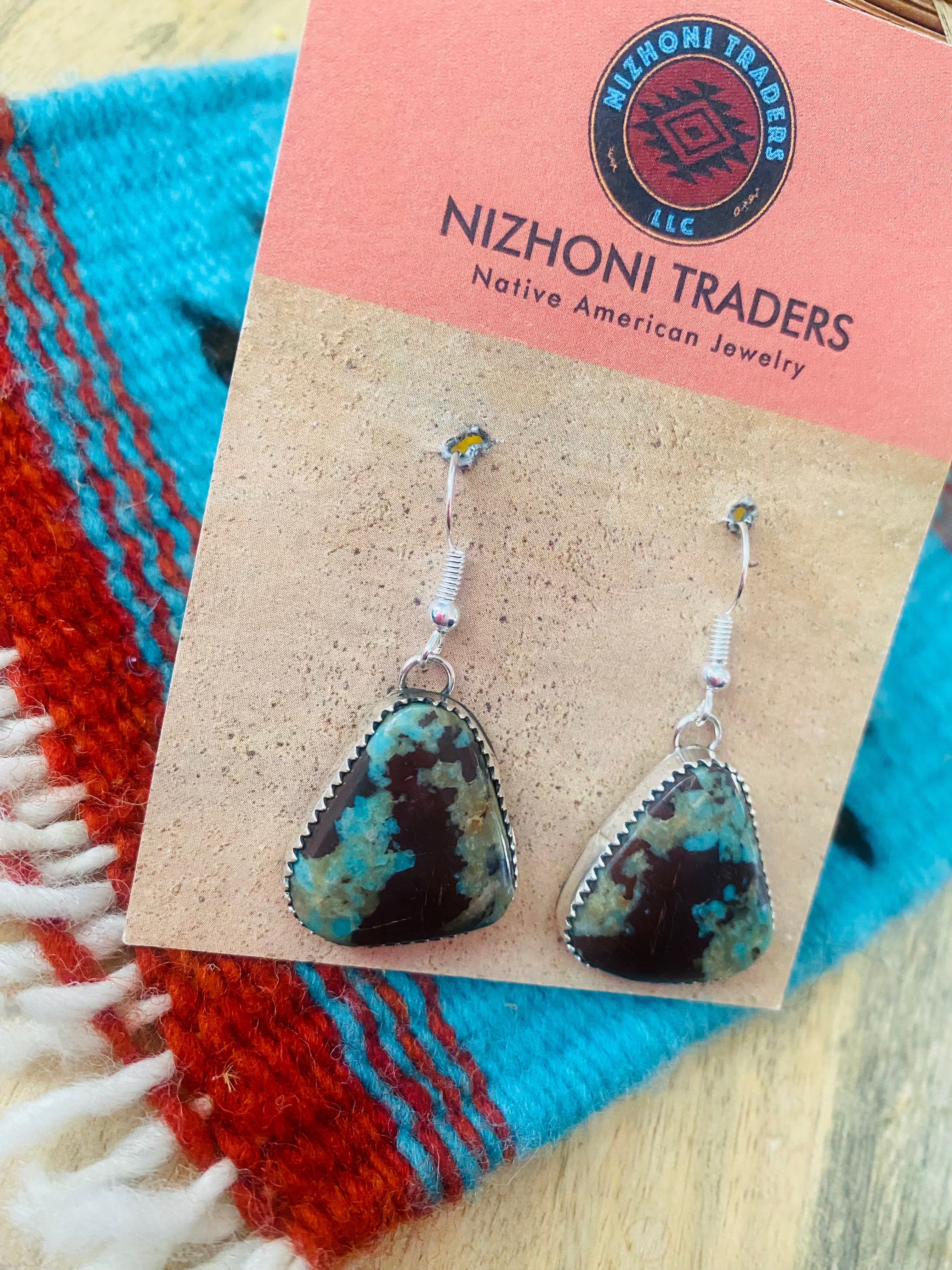 Navajo Turquoise & Sterling Silver Dangle Earrings