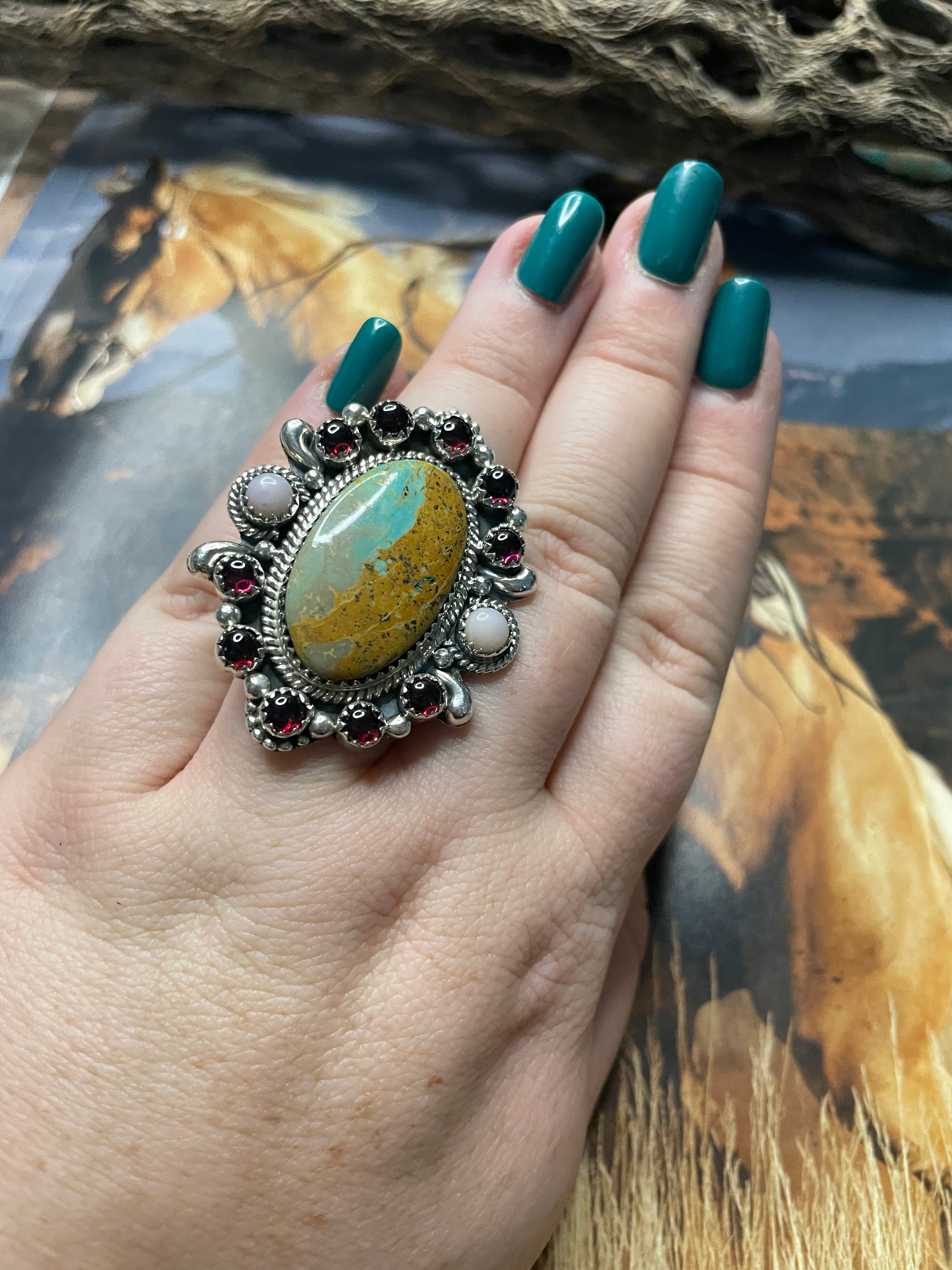 Handmade Royston Turquoise Adjustable Oval Ring