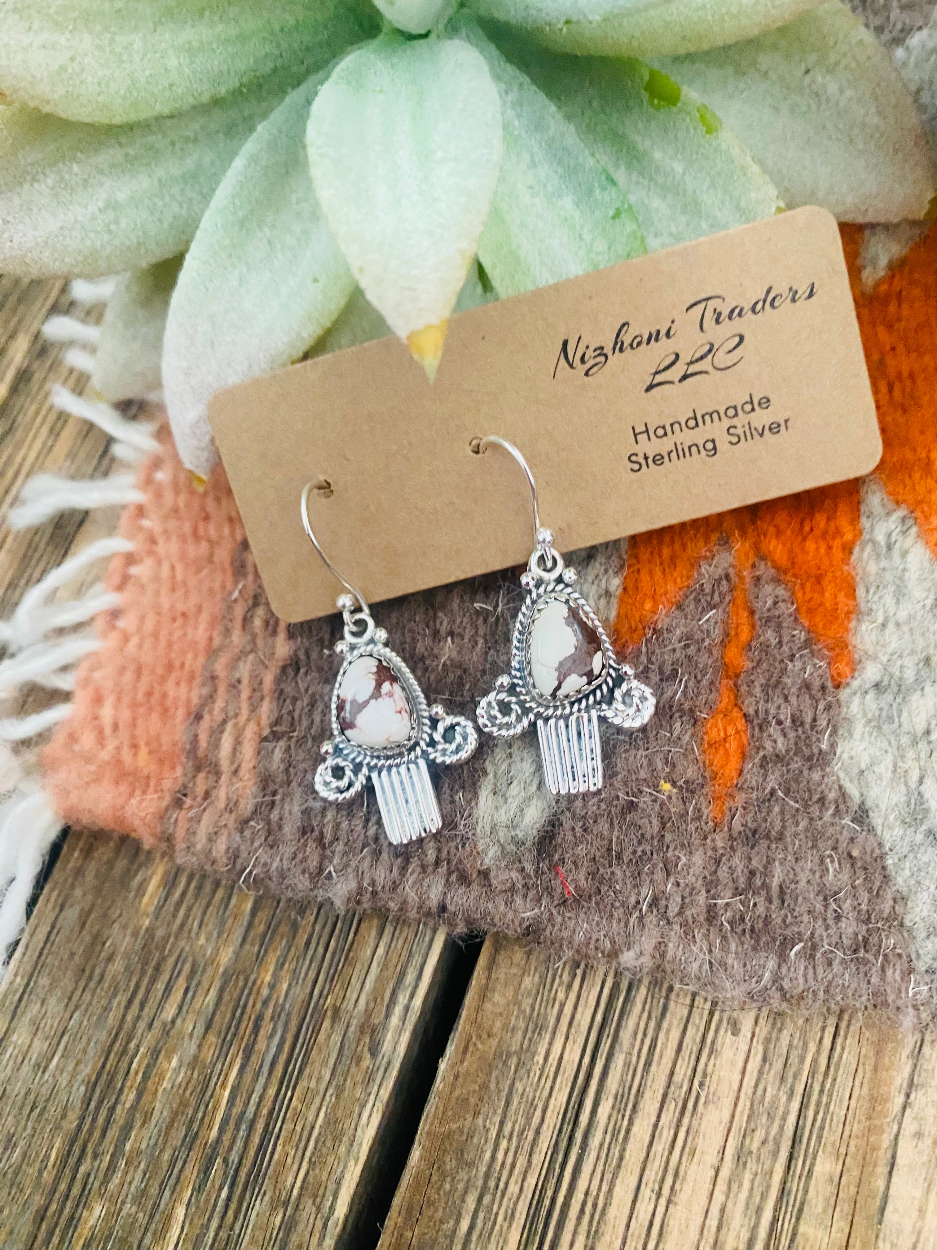 Handmade Wild Horse & Sterling Silver Dangle Earrings