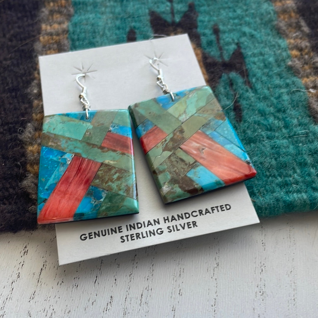 Santo Domingo Multi Stone Inlay Dangle Earrings