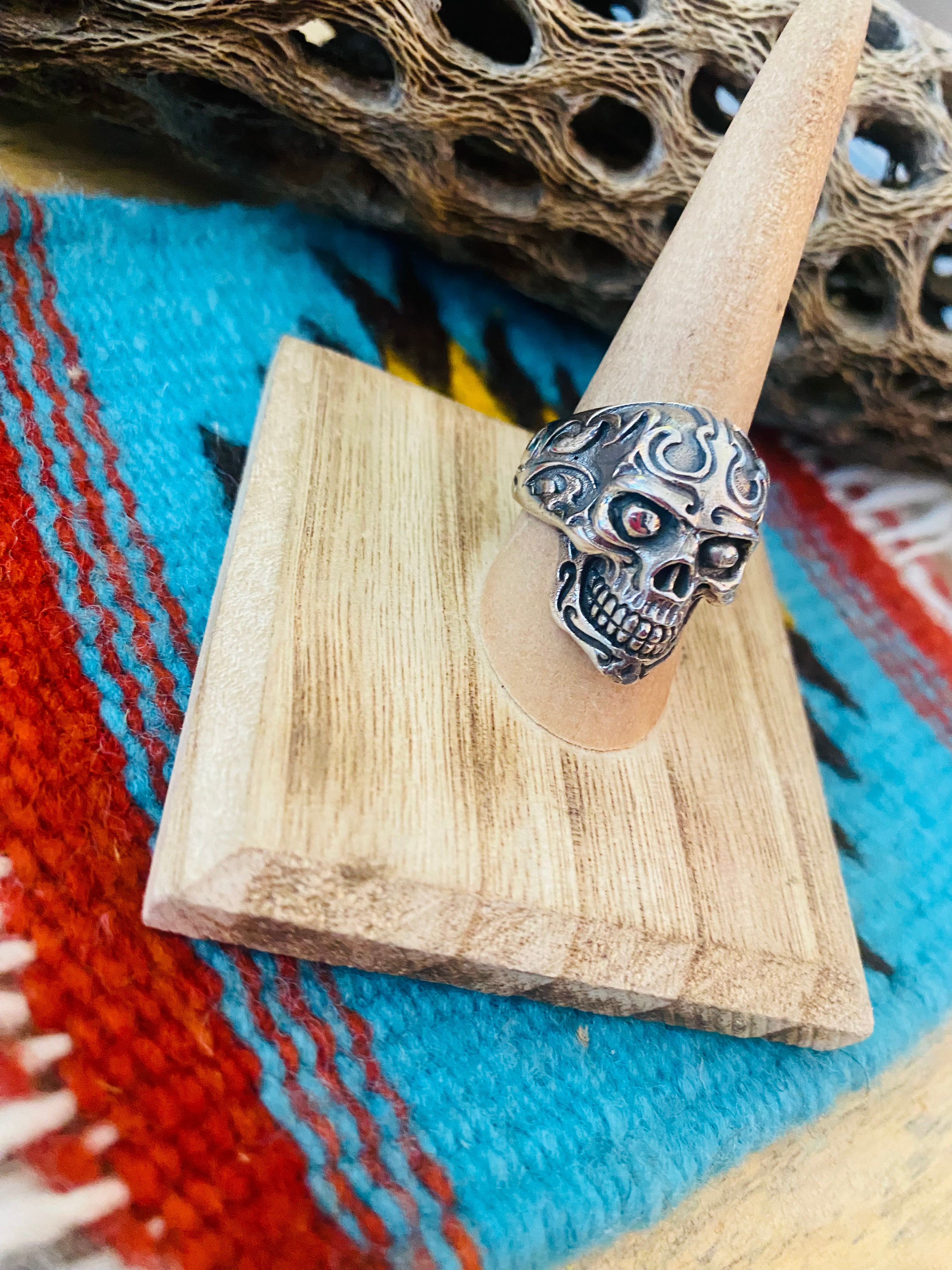 Handmade Sterling Silver Skull Ring Size 8.5