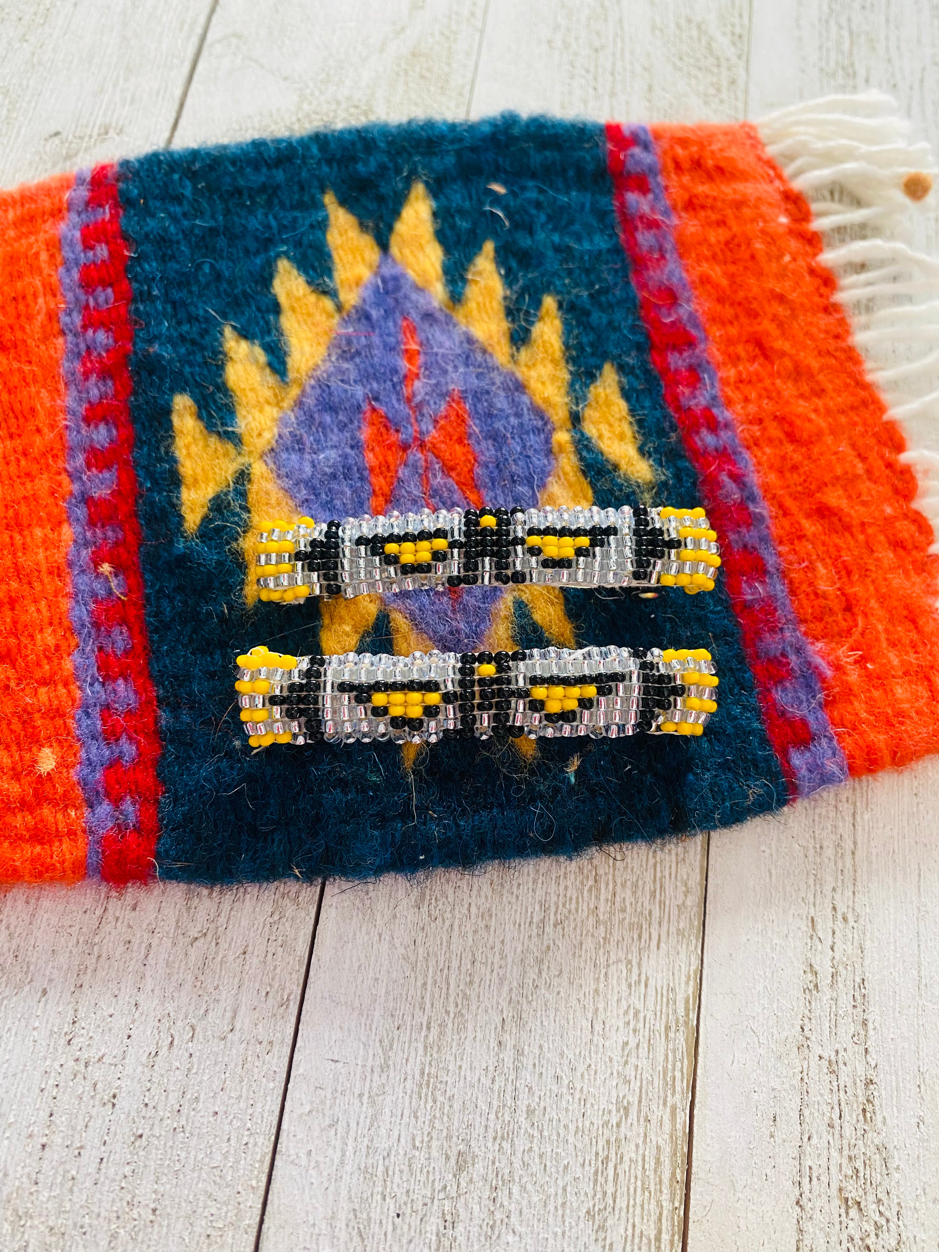 Navajo Handmade Beaded Barrette Set