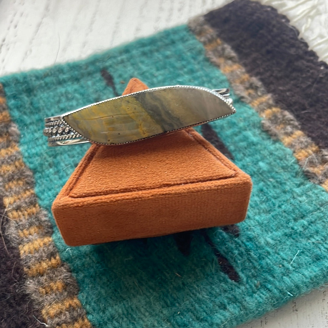 Navajo Bumble Bee & Sterling Silver Adjustable Cuff Bracelet