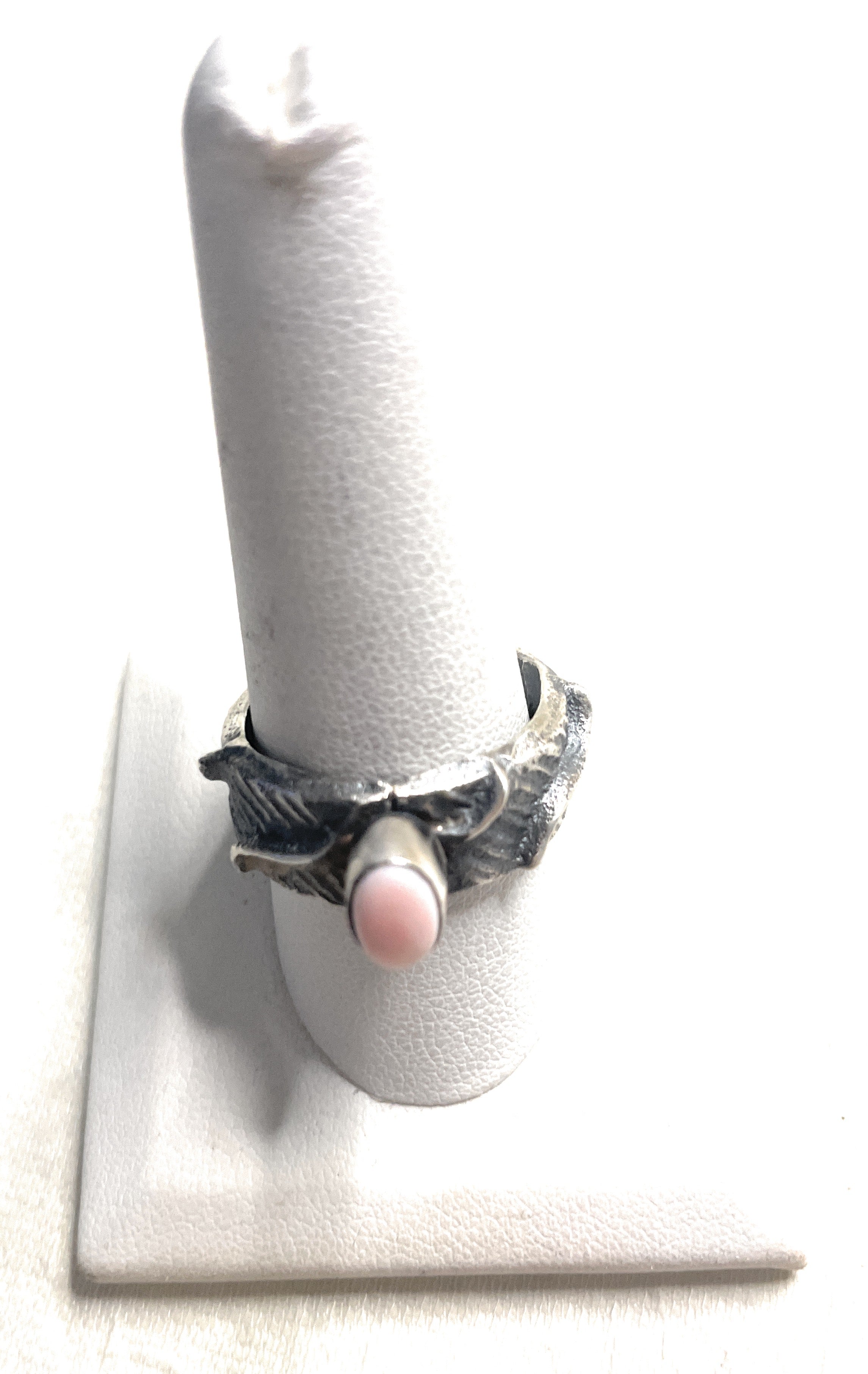 Navajo Pink Conch Tufa Cast Ring Signed Size 10