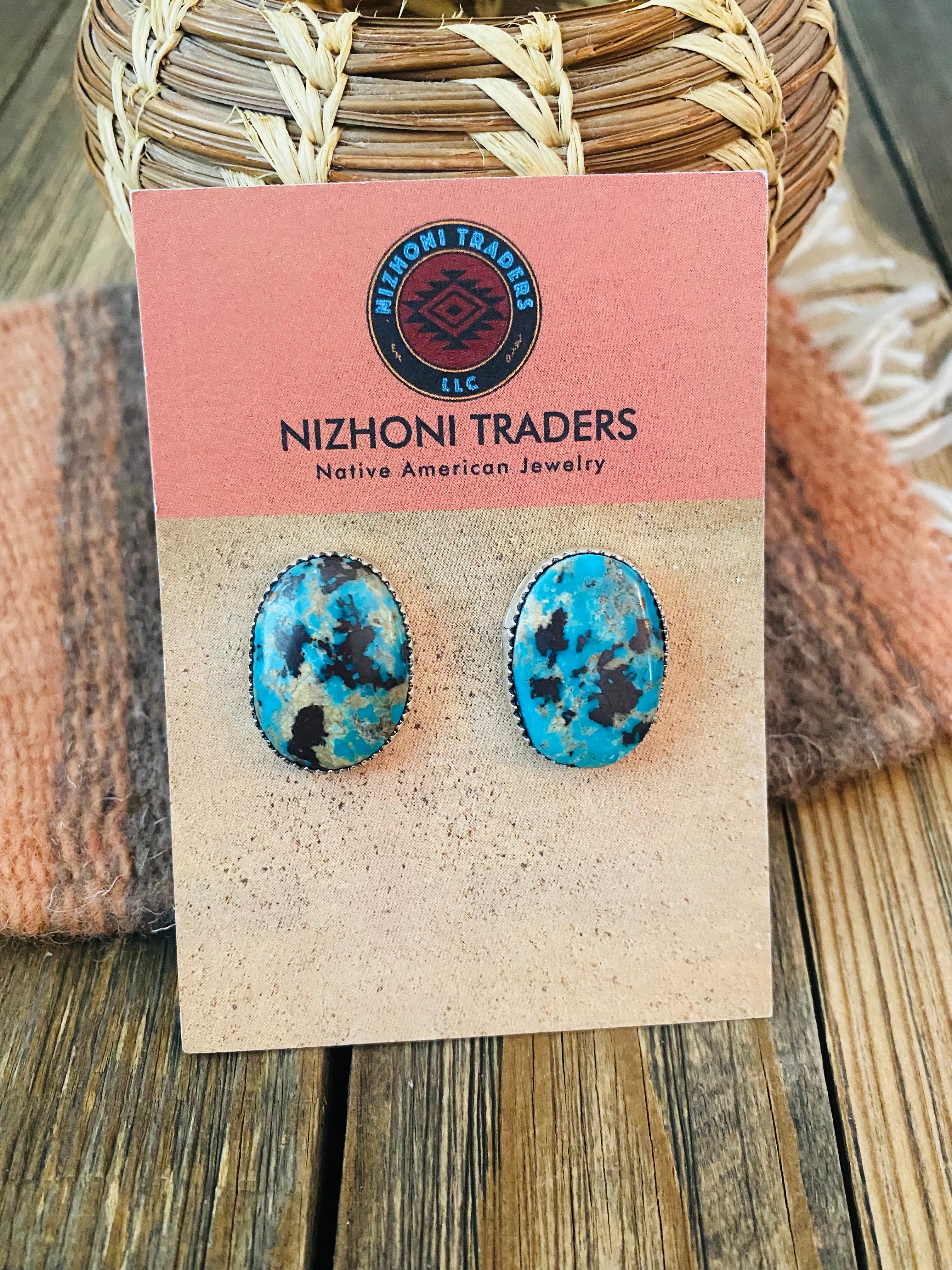 Navajo Sterling Silver & Turquoise Stud Earrings