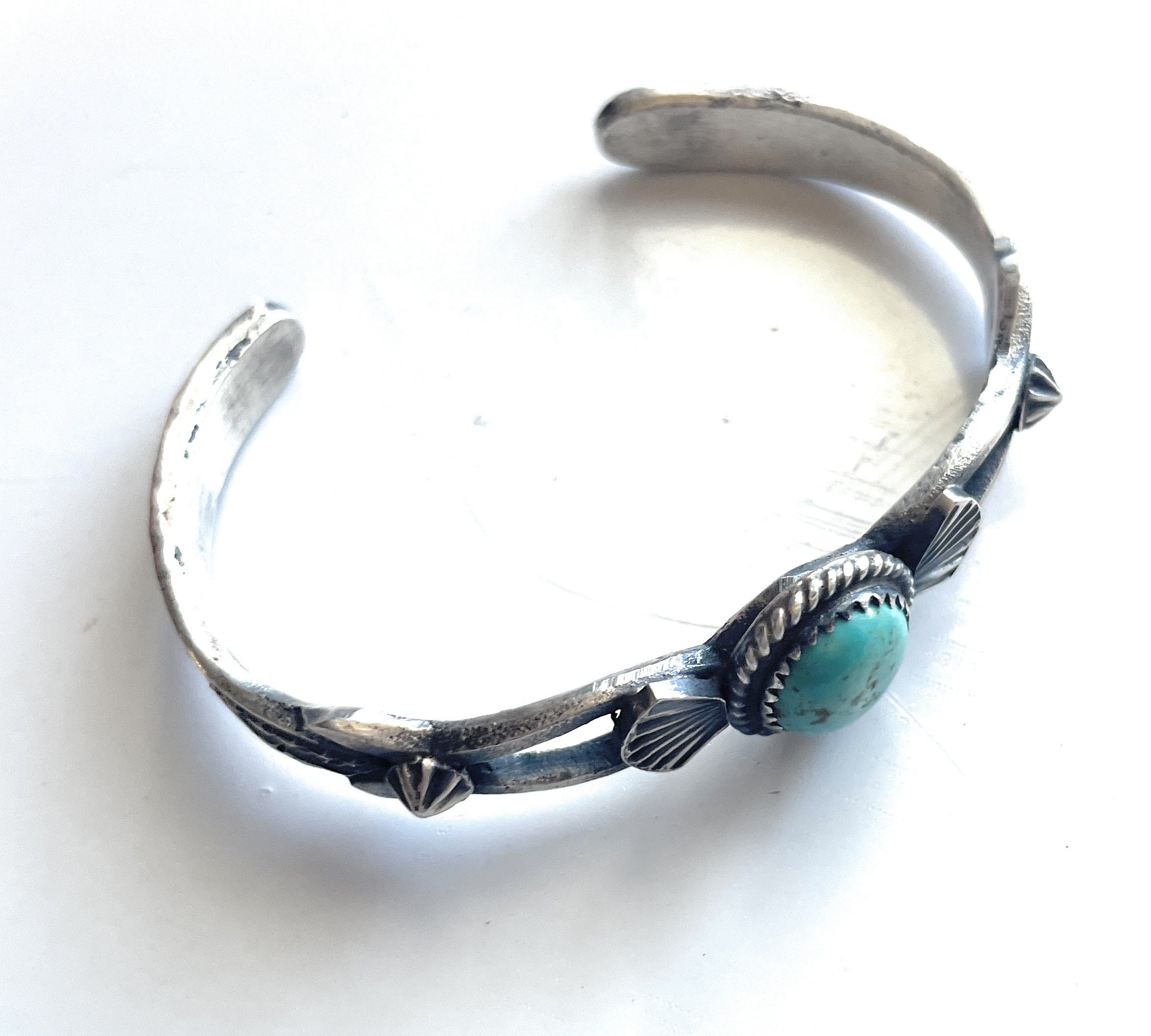 Navajo Sterling Cuff & Turquoise Cuff Bracelet Signed Kevin Billah