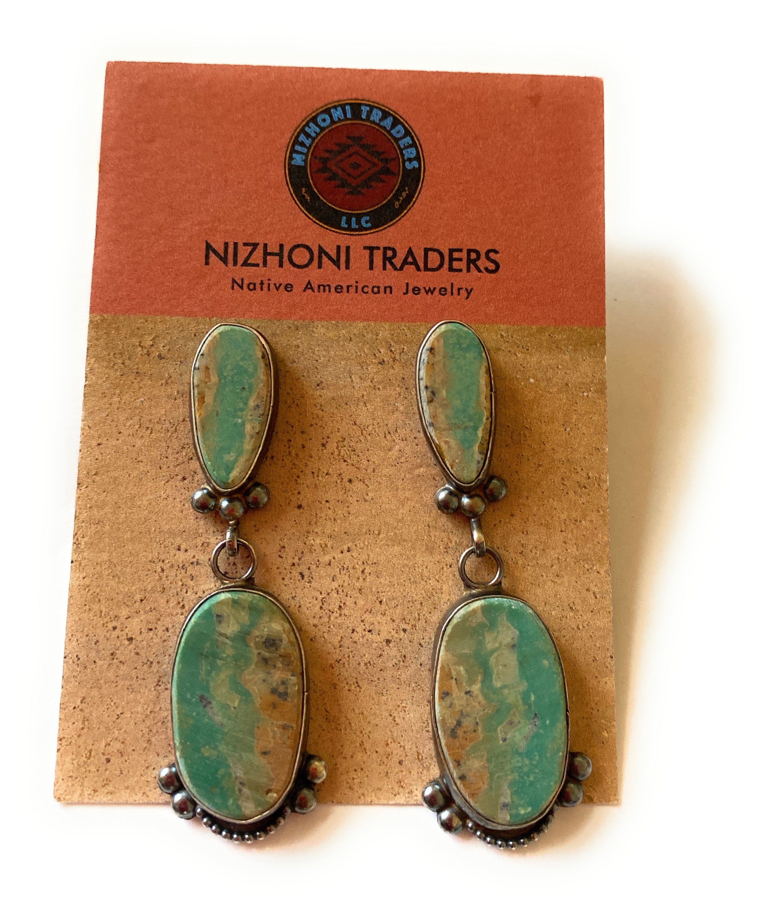 Navajo Jacqueline Silver Royston Turquoise & Sterling Silver Dangle Earrings