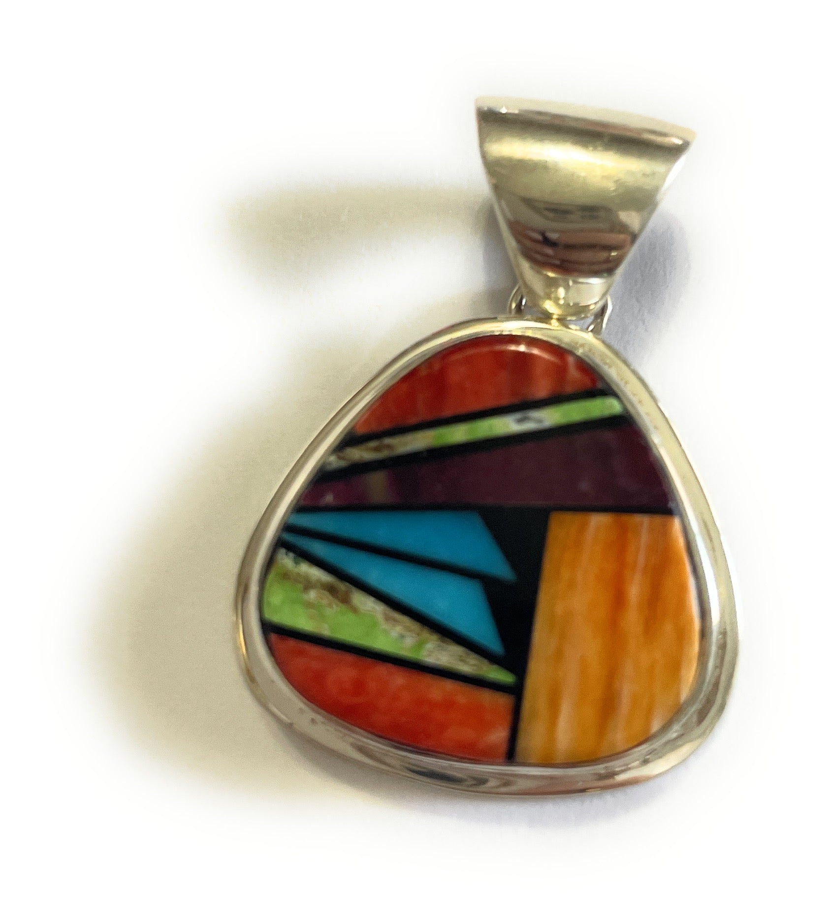 Navajo Multi Stone Inlay & Sterling Silver Pendant