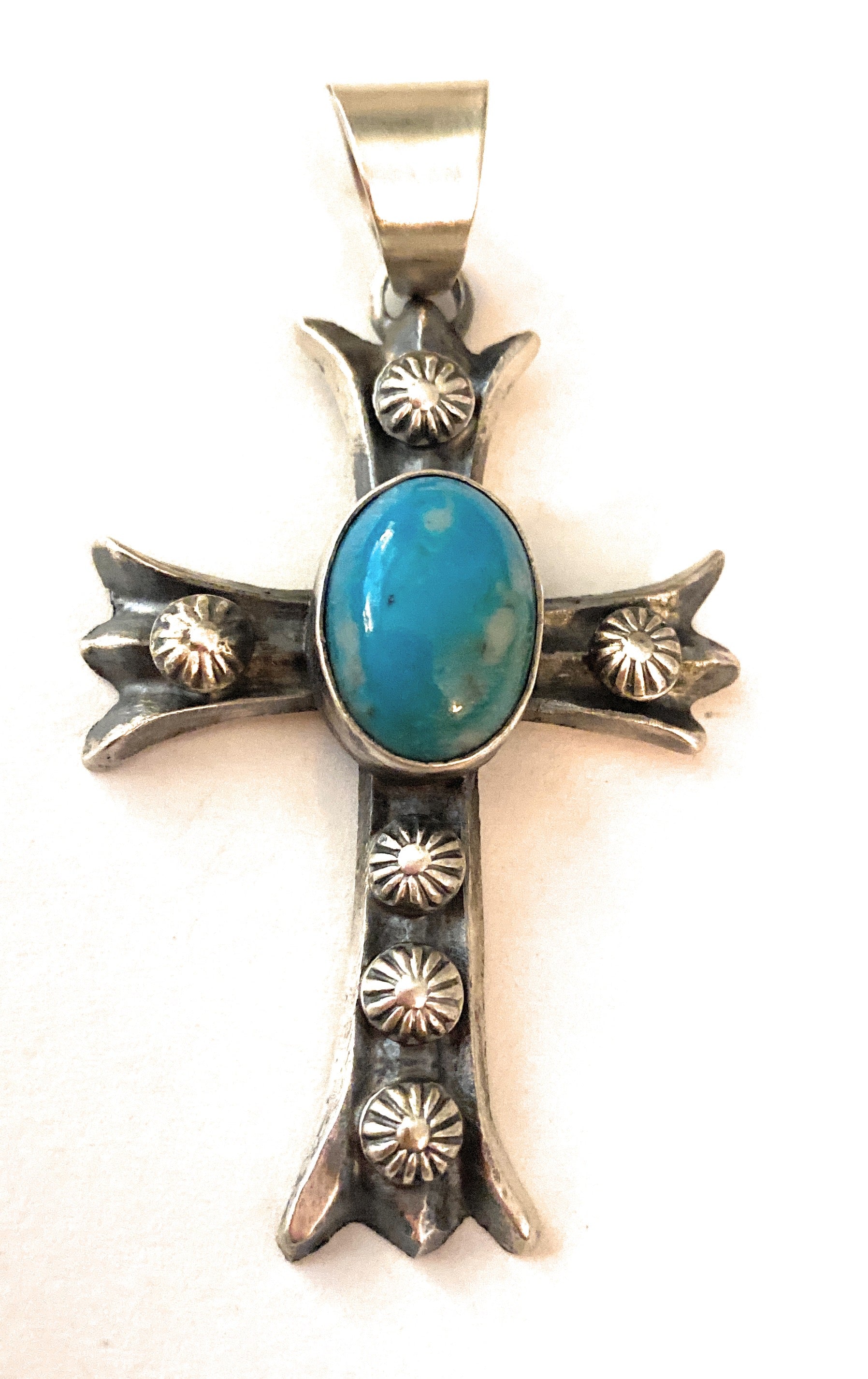 Vintage sterling silver southwestern stamped offers cross brooch