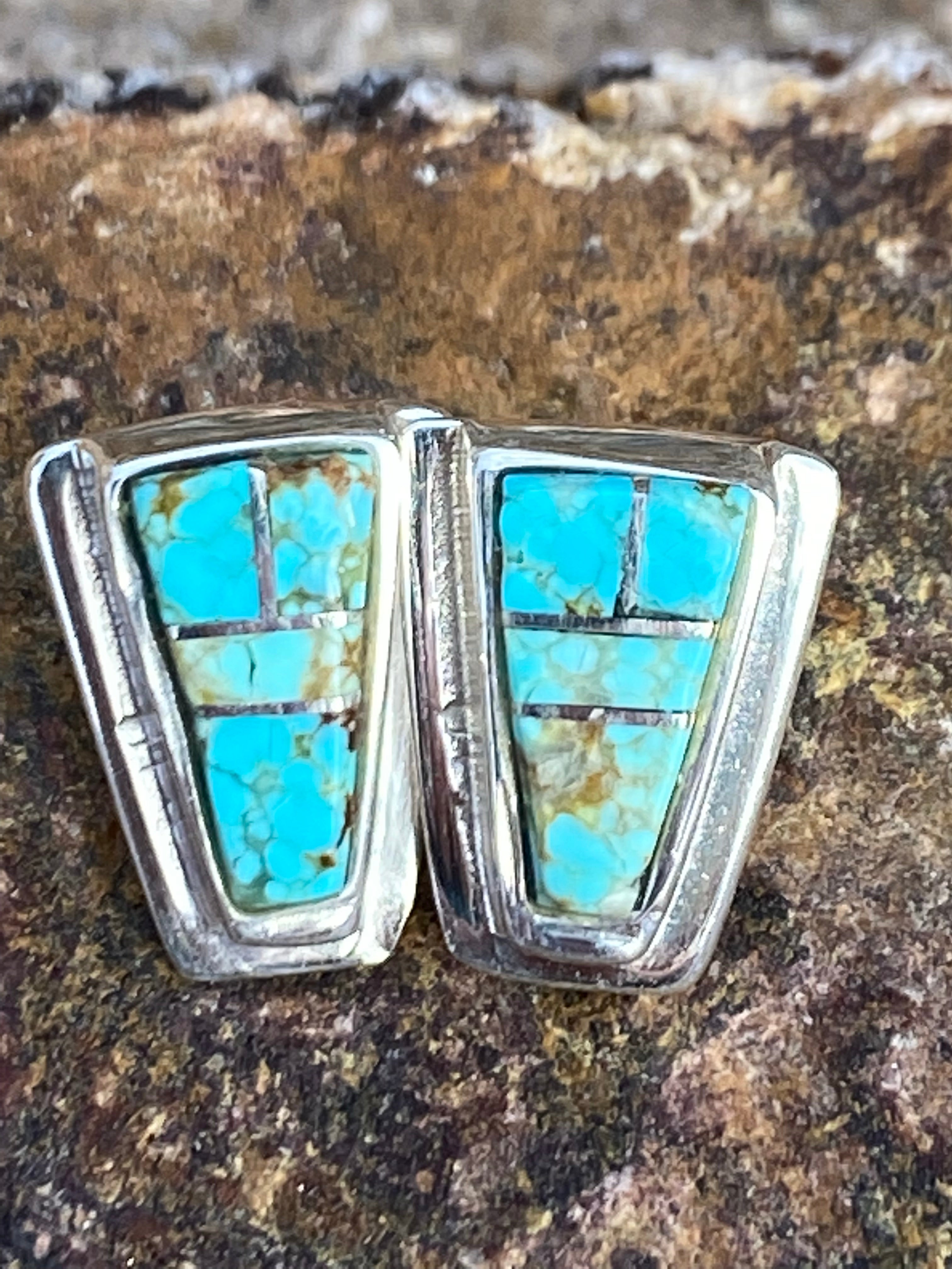 Navajo Turquoise 8 & Sterling Silver Petite Stud Earrings