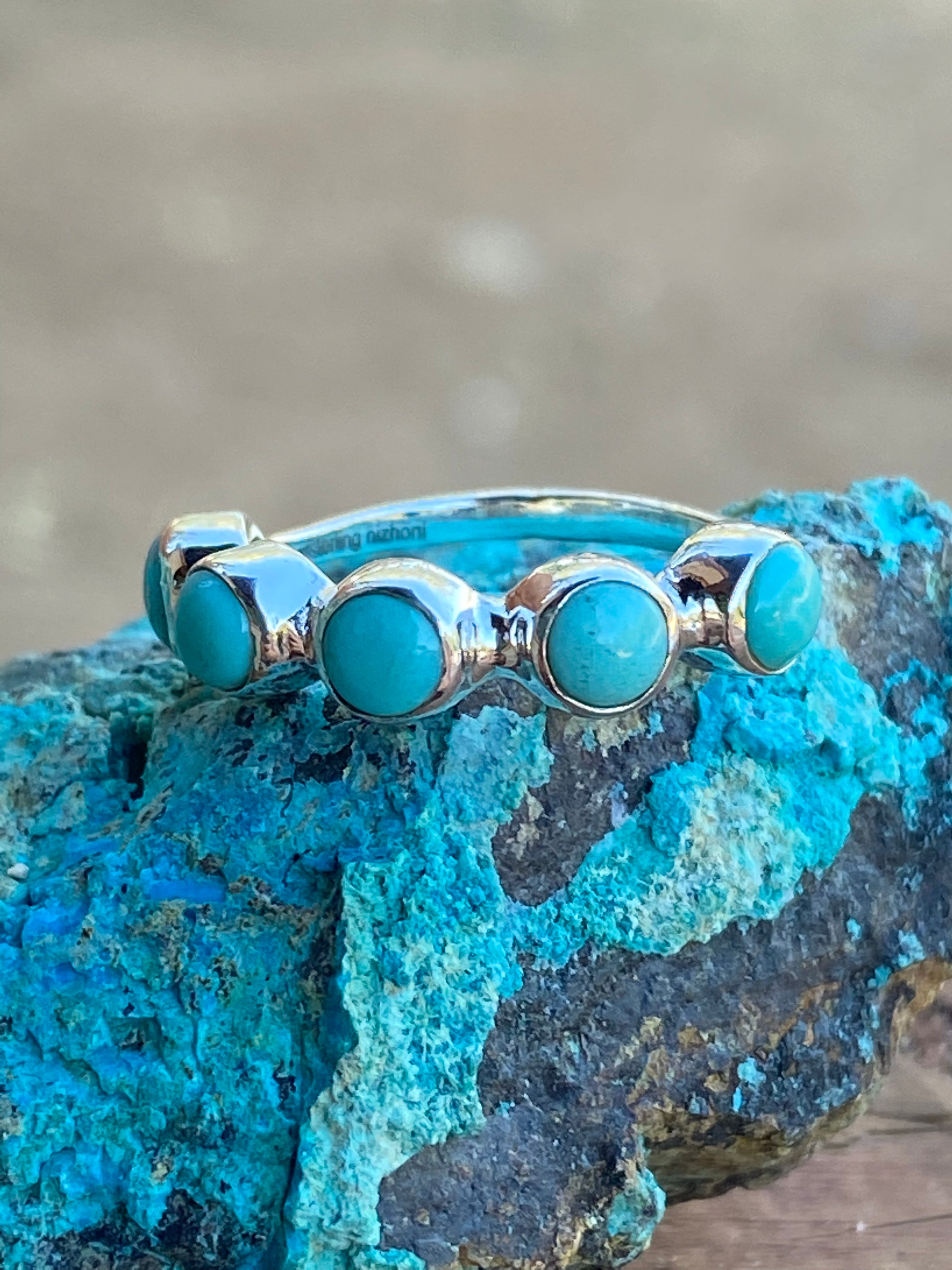 Kingman Turquoise & Sterling Silver Stacker Band