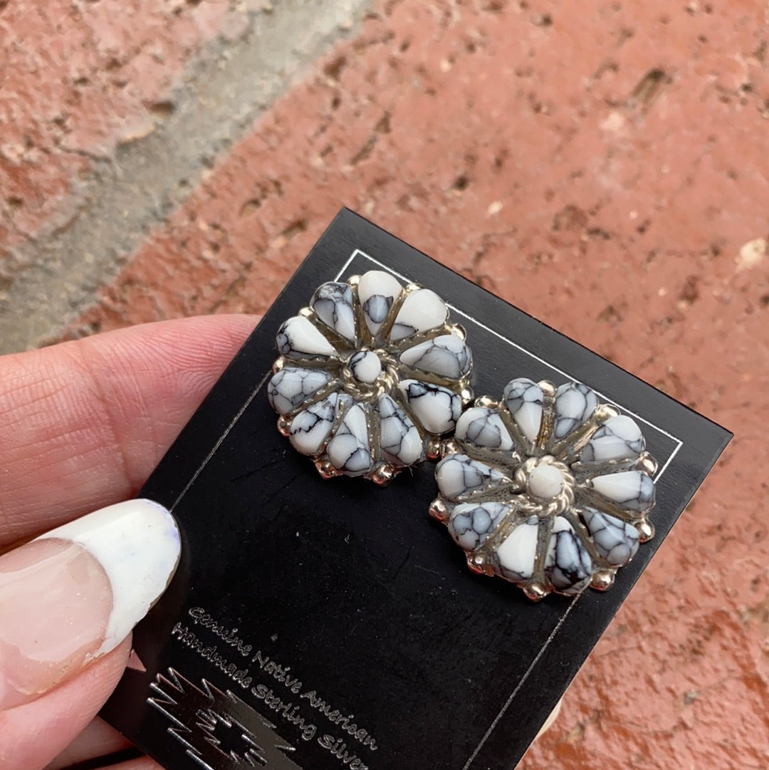 Handcrafted White Buffalo Cluster Post Earrings