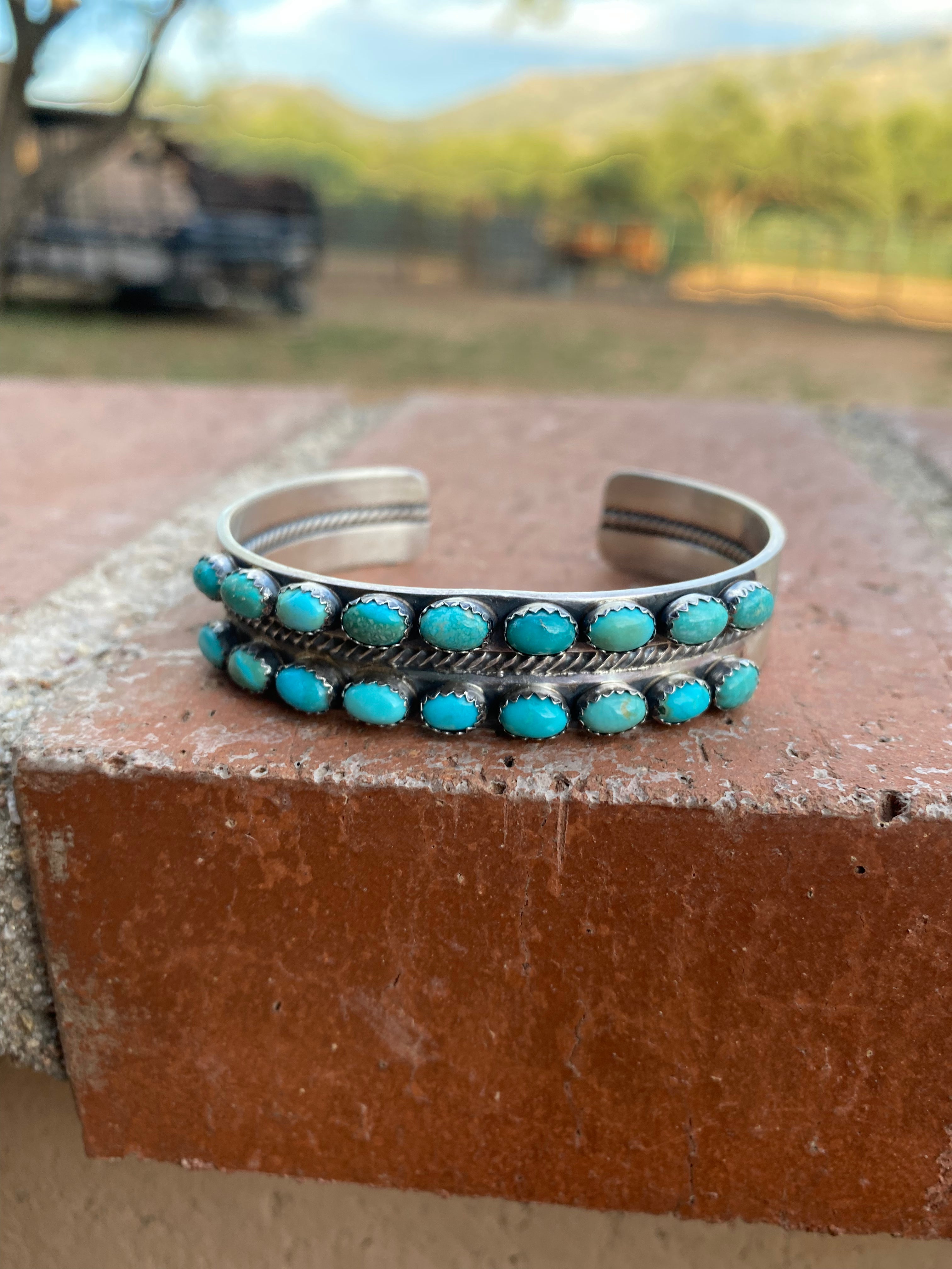 Paul Livingston Sterling Silver Snake Eye Carico Lake Turquoise 2 Row
