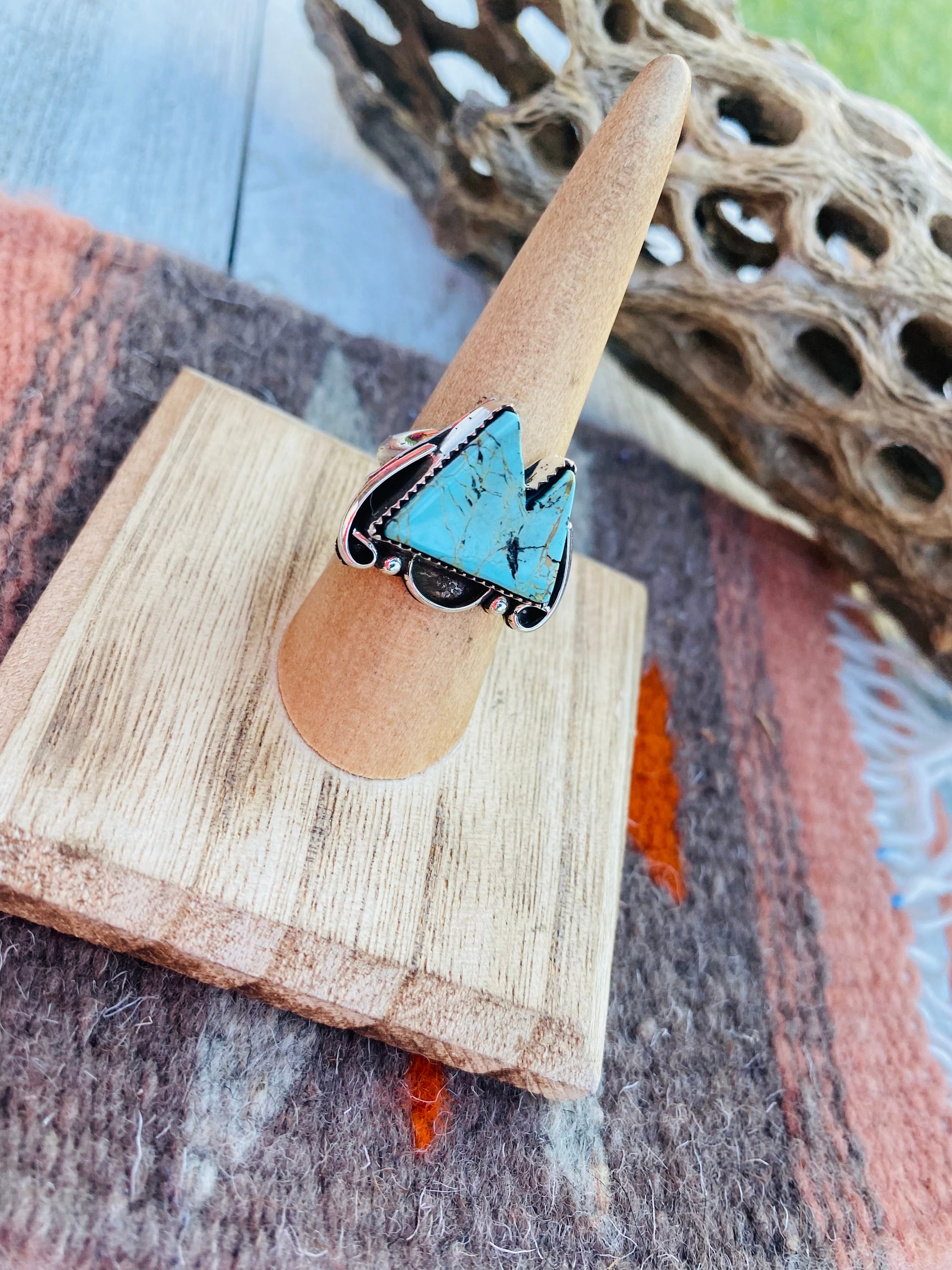 Navajo Turquoise & Sterling Silver Ring Size 6.5