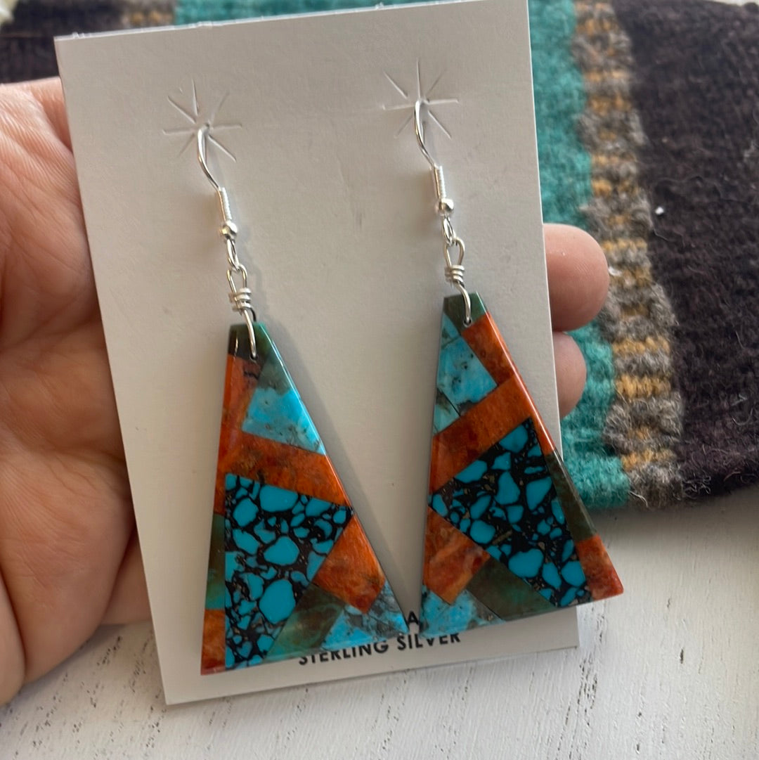 Santo Domingo Multi Stone Inlay Dangle Earrings