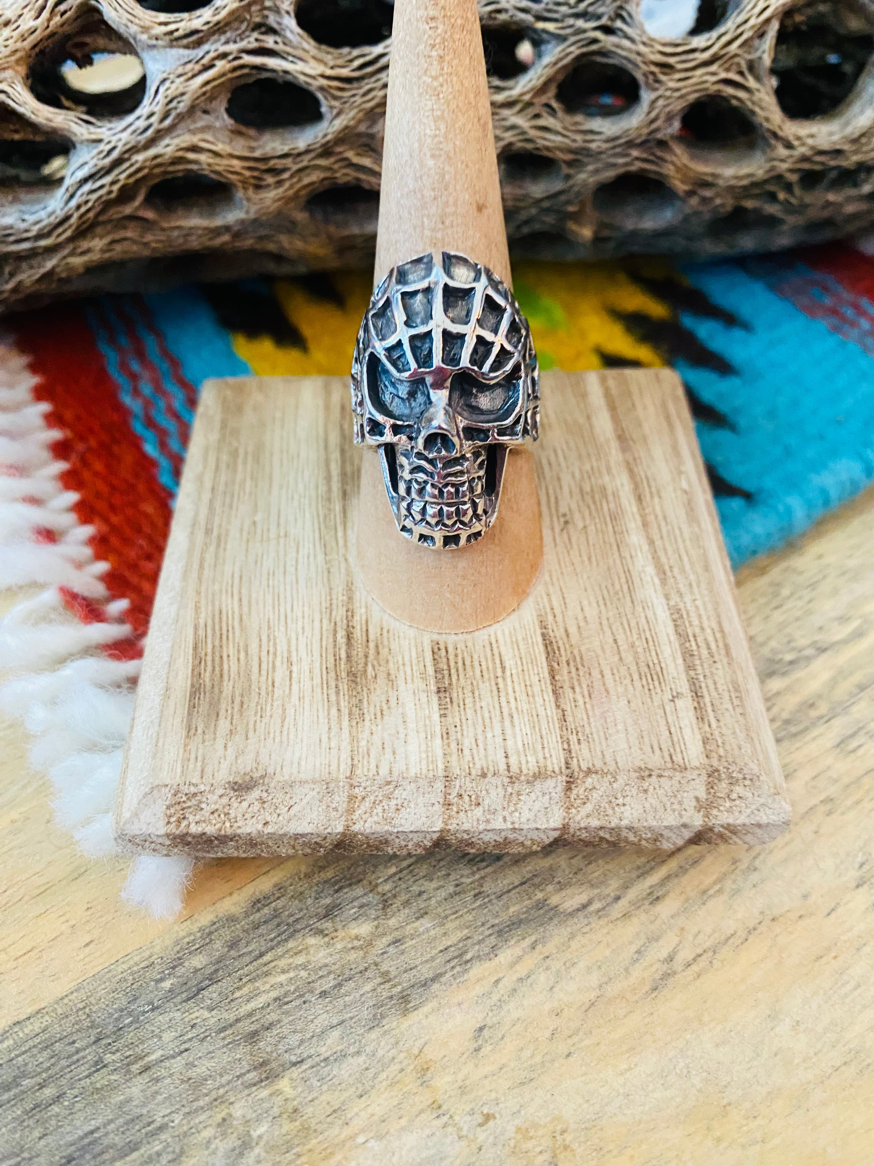 Handmade Sterling Silver Skull Ring Size 8.25